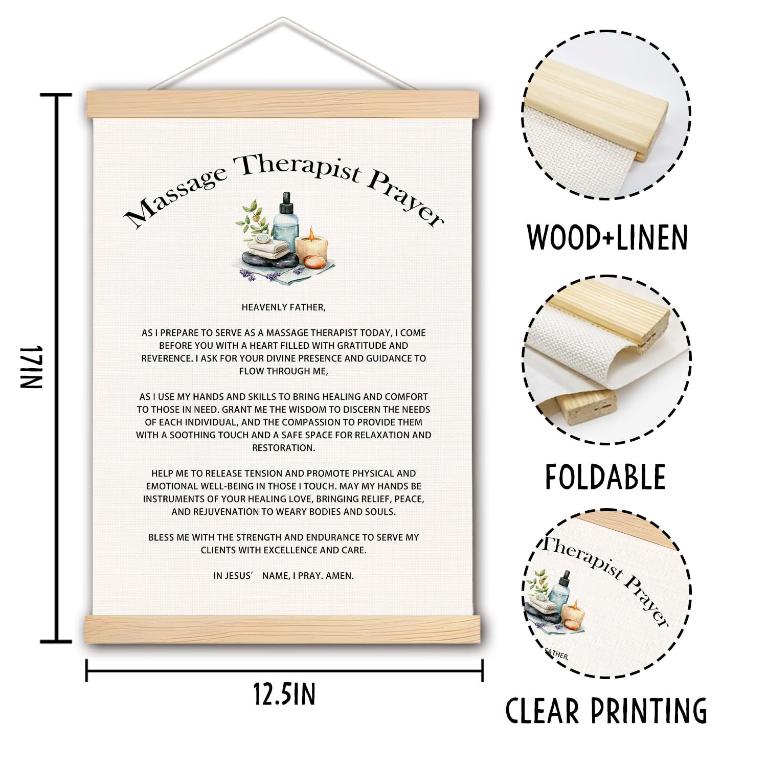 pouep Massage Therapistr Prayer Wooden Poster Hanger Frame 12.5x17 Inch,Appreciation Gift For Massage Therapistrs,Massage Therapistr Gifts,Massage Therapistr Gifts For Woman