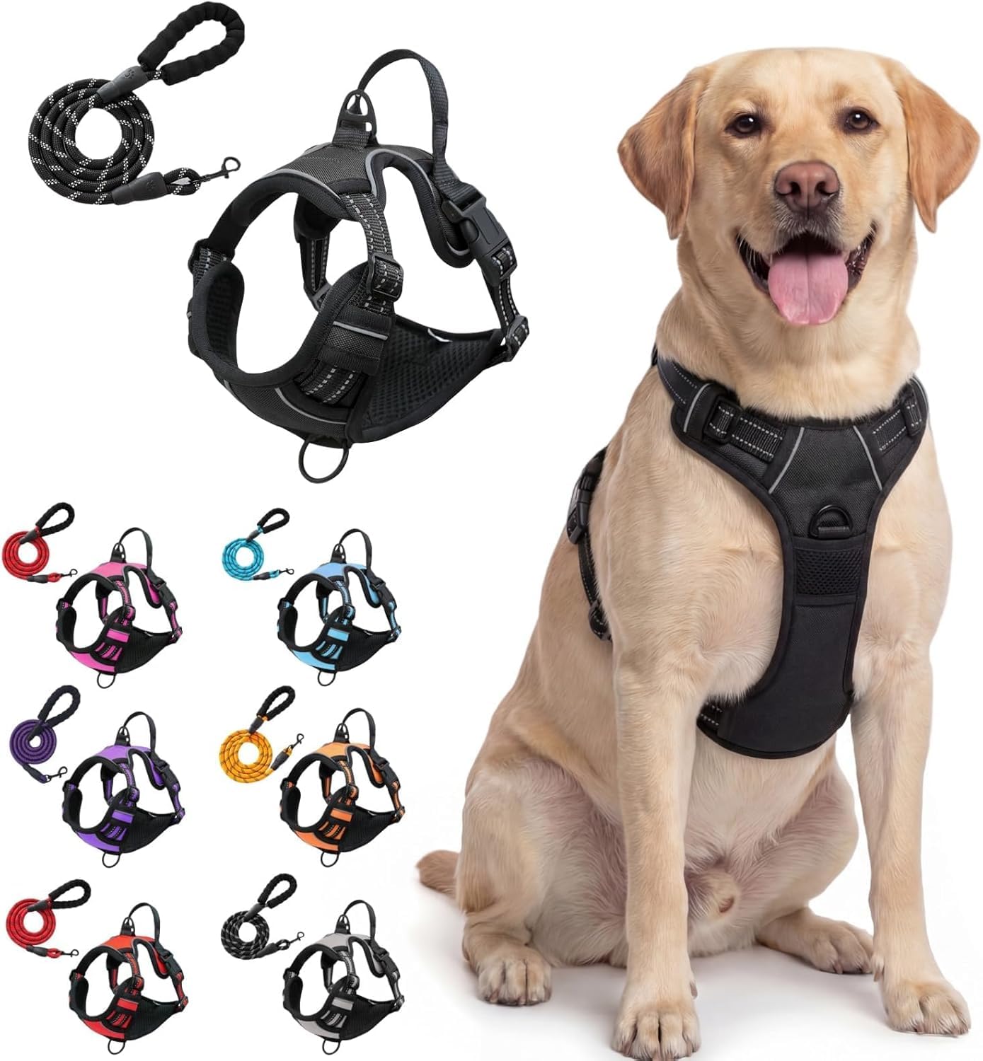 𝐏𝐚𝐫𝐨𝐩𝐞𝐭 No Pull Dog Harness, Front Clip Training Lead Adjustable Padded Dog Harness for Puppy Small Medium Large Dogs