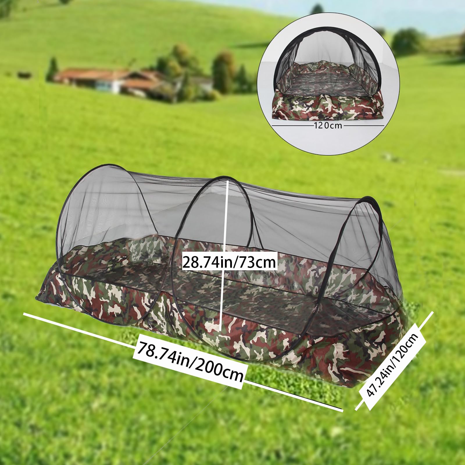 CMINGJ Tragbares Moskitonetz, faltbar, Pop-Up-Reise-Moskitonetz für Bett, kostenlose Installation, geeignet für Baby-Erwachsene, Schlafzimmer, Camping, Nickerchen, Terrasse, Reißverschluss unten