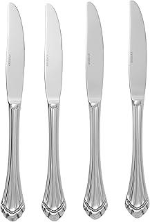 Oneida Marquette Fine Flatware Dinner Knives, Set of 4 , 18/10 Stainless Steel, Silverware Set, Dishwasher Safe