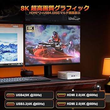 ミニPC GEEKOM AE8 Ryzen9 8945HS 32GB 1TB AI-Enhanced GEEKOM AE8 Mini PC with AMD Ryzen 9 8945HS