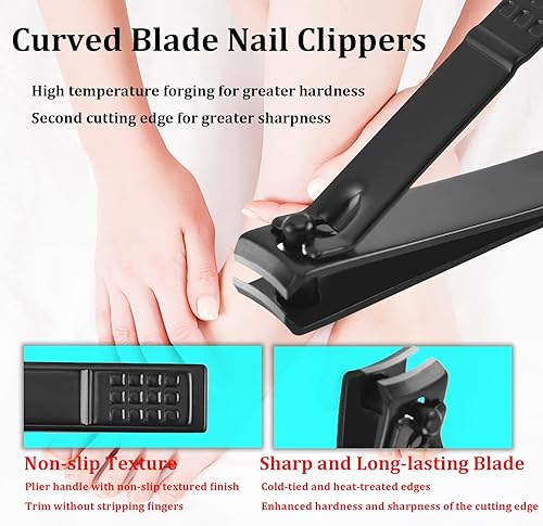 Miniatura 8 de Juego de manicura y pedicura profesional, juego de cortaúñas de acero inoxidable 9 en 1, herramientas personales para el cuidado de las uñas con