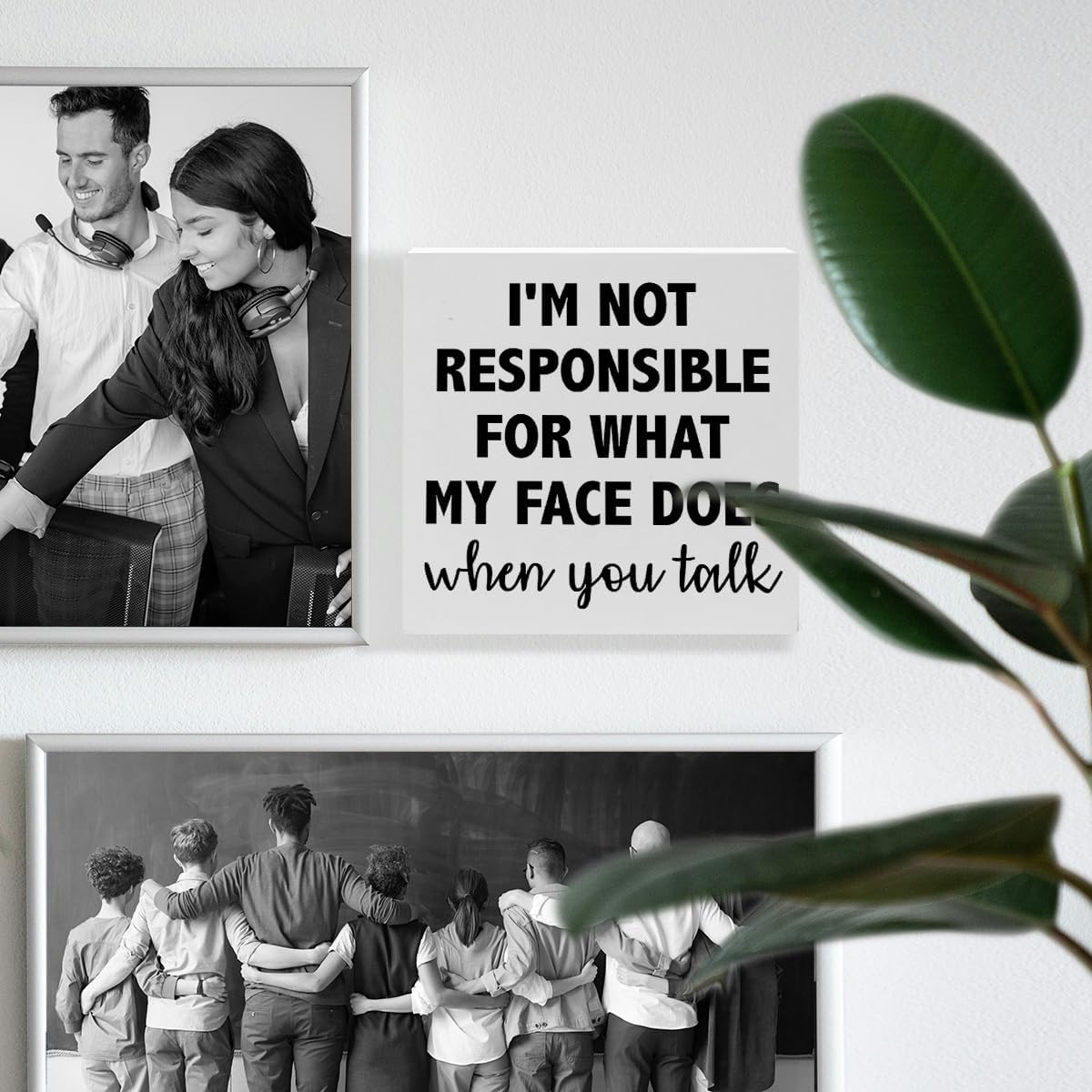 Funny Office Desk Decor, Home Office Decoration for Work Women Men Wooden Box Sign, Office Gifts for Coworker Boss Leader Colleague Friend, What My Face Does When You Talk image 4
