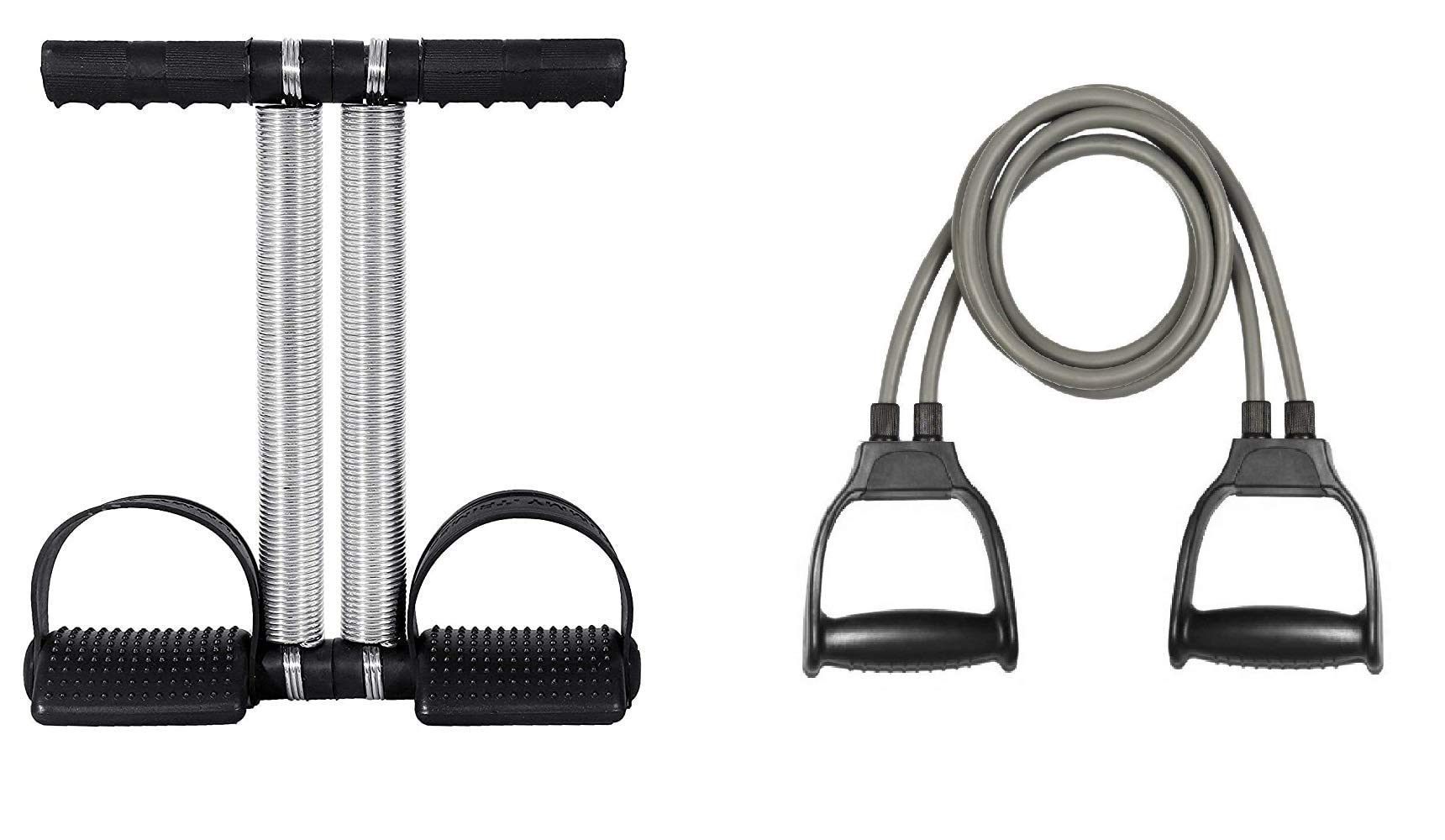 EMERET Tummy Trimmer- Double Spring Combo Detachable Double Tube Resistance Band Rope Stretching Tubes Latex for Men and Women (B08K1PZW93) Amazon Price History, Amazon Price Tracker