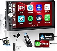 Vista 1 de Camecho Single Din Apple Carplay Car Stereo Android Auto, 7”Touch Screen Car Radio with Bluetooth FM Radio iOS/Android Mirror Link TF/USB/AUX Input