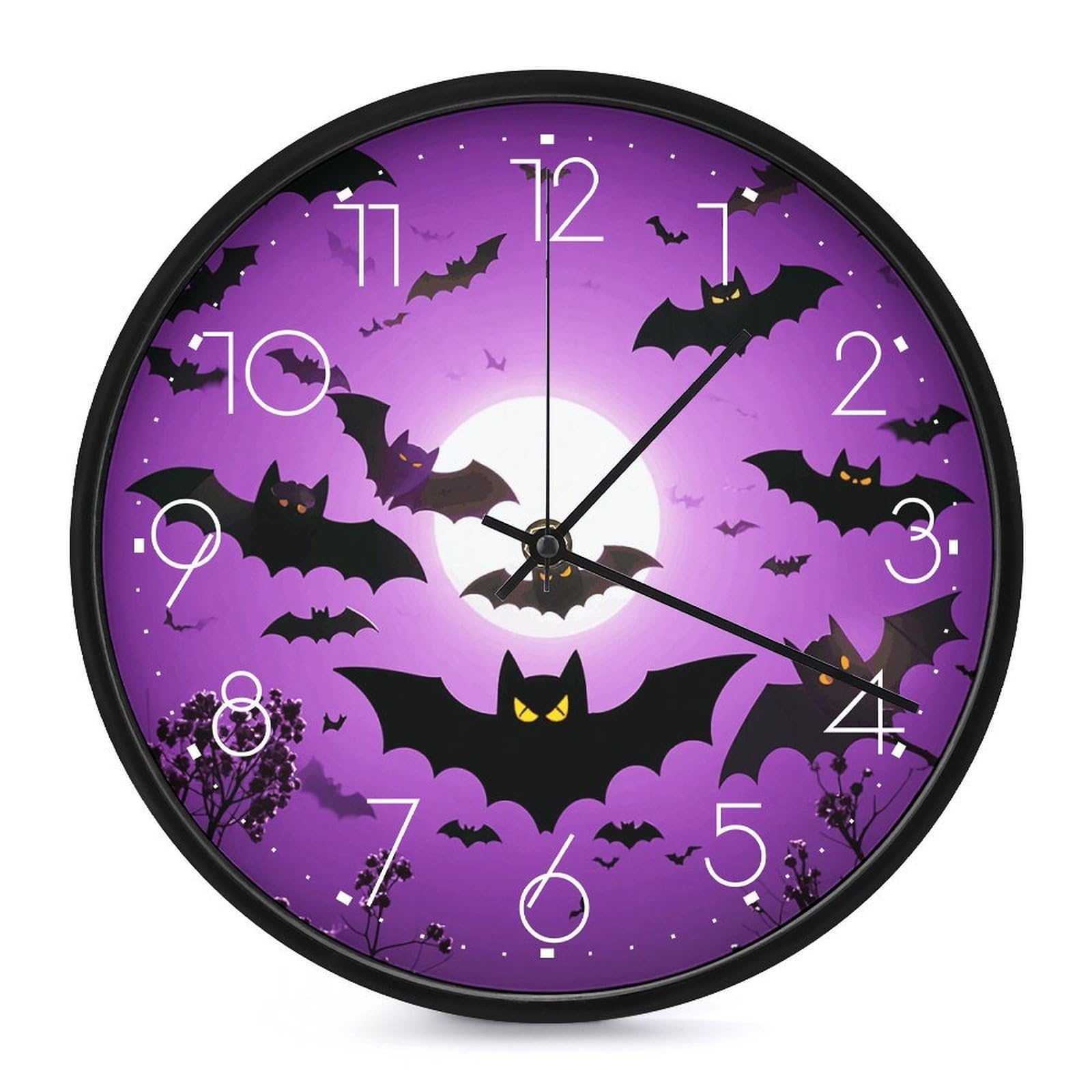 Horloge murale chauve-souris violettes, cadeau déco original