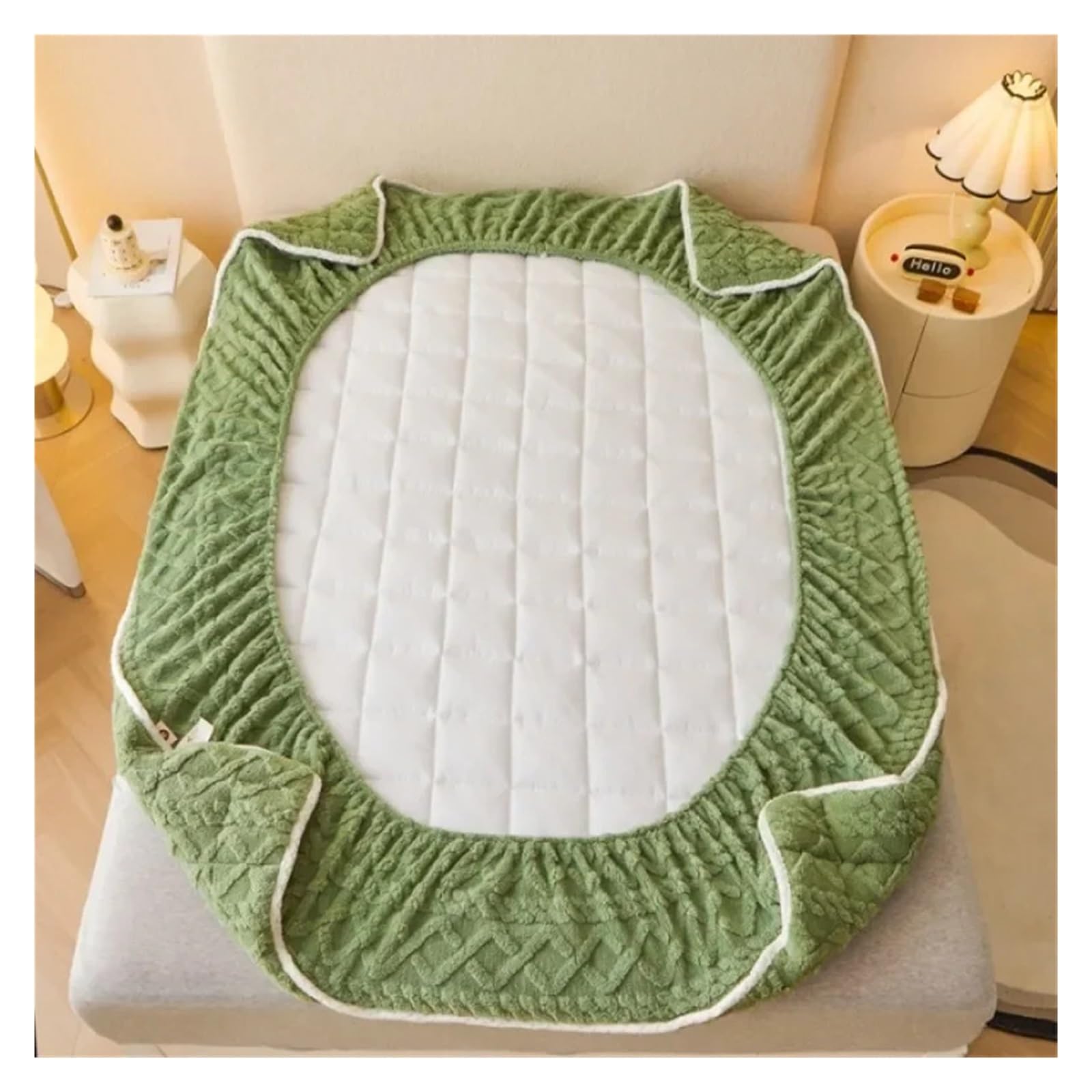 Sábana Bajera Cálida Colchón Acolchado de Lana de Leche, Colcha Gruesa de Lana, Funda Protectora de Lana de Coral de Invierno(Pink,180x200cm 1pc)