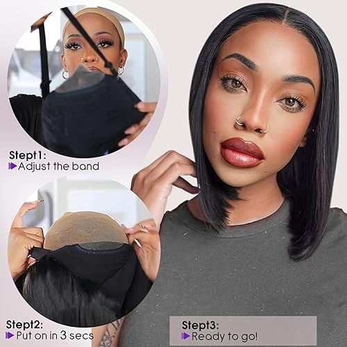 Miniatura 4 de Pelucas de cabello humano sin pegamento, precortadas, precortadas, pelucas cortas de encaje frontal para mujeres negras, peluca de cierre de encaje