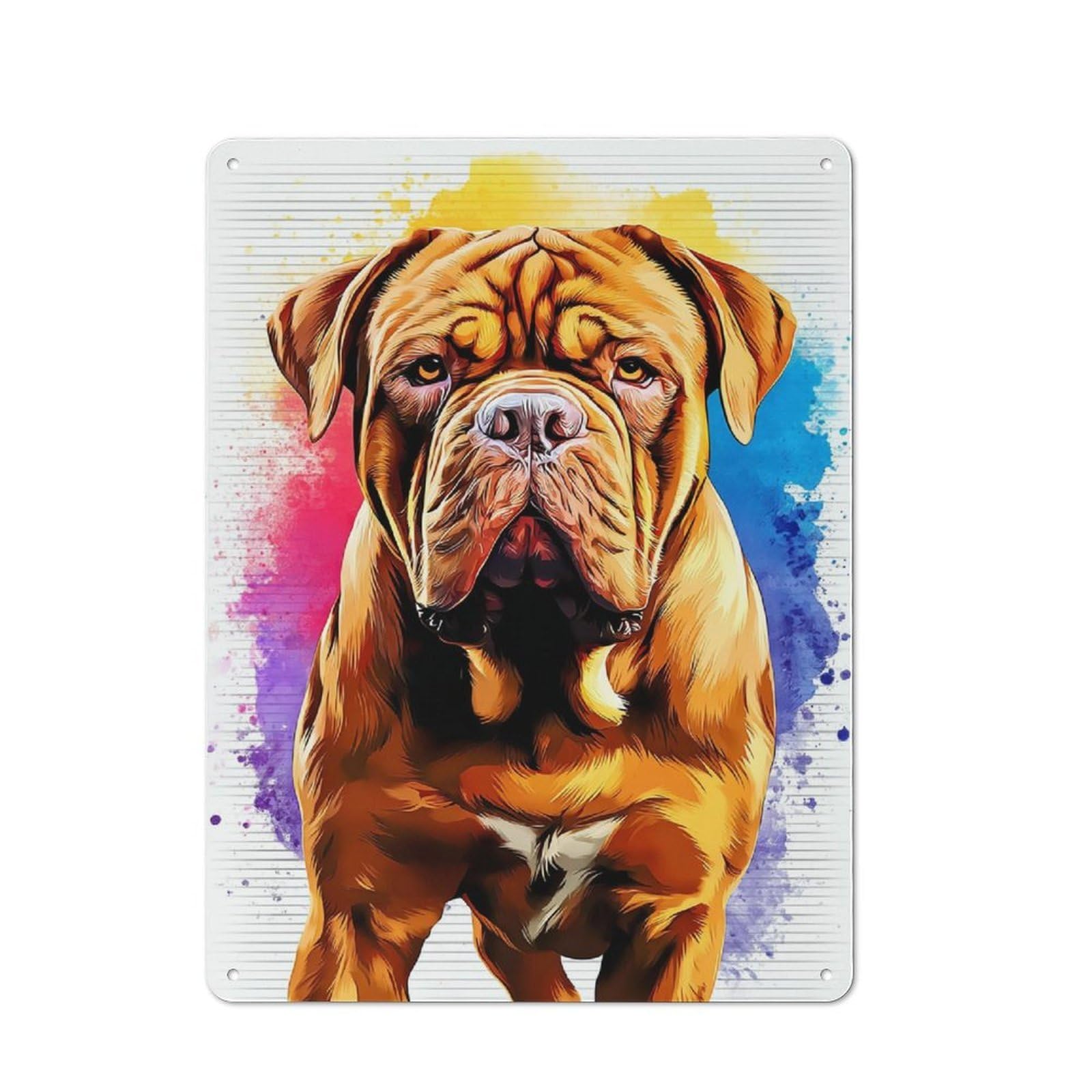 Colorful Dog Portrait Artwork -8 Vintage Tin Sign 40x30cm, Rustic Bistro Wall Plaque for Kitchen, Cafe, Pantry Or Dining Room