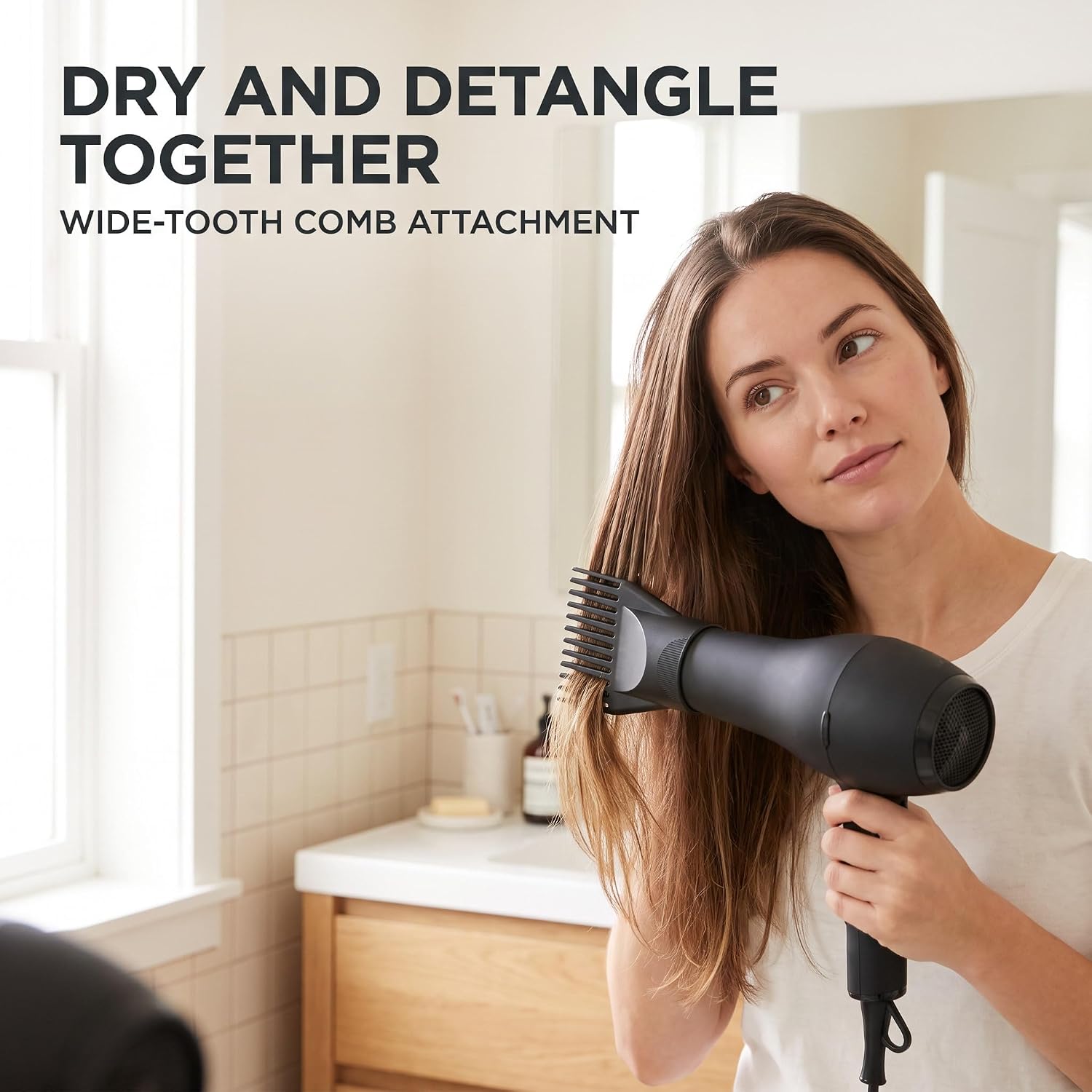 4 Pcs Universal Hair Dryer Nozzle Concentrator Attachment & Comb Diffuser for Blow Dryer, Flat Nozzle and Styling Tool Fits Most Hair Dryers（outer diameters of 1.69-1.77in）