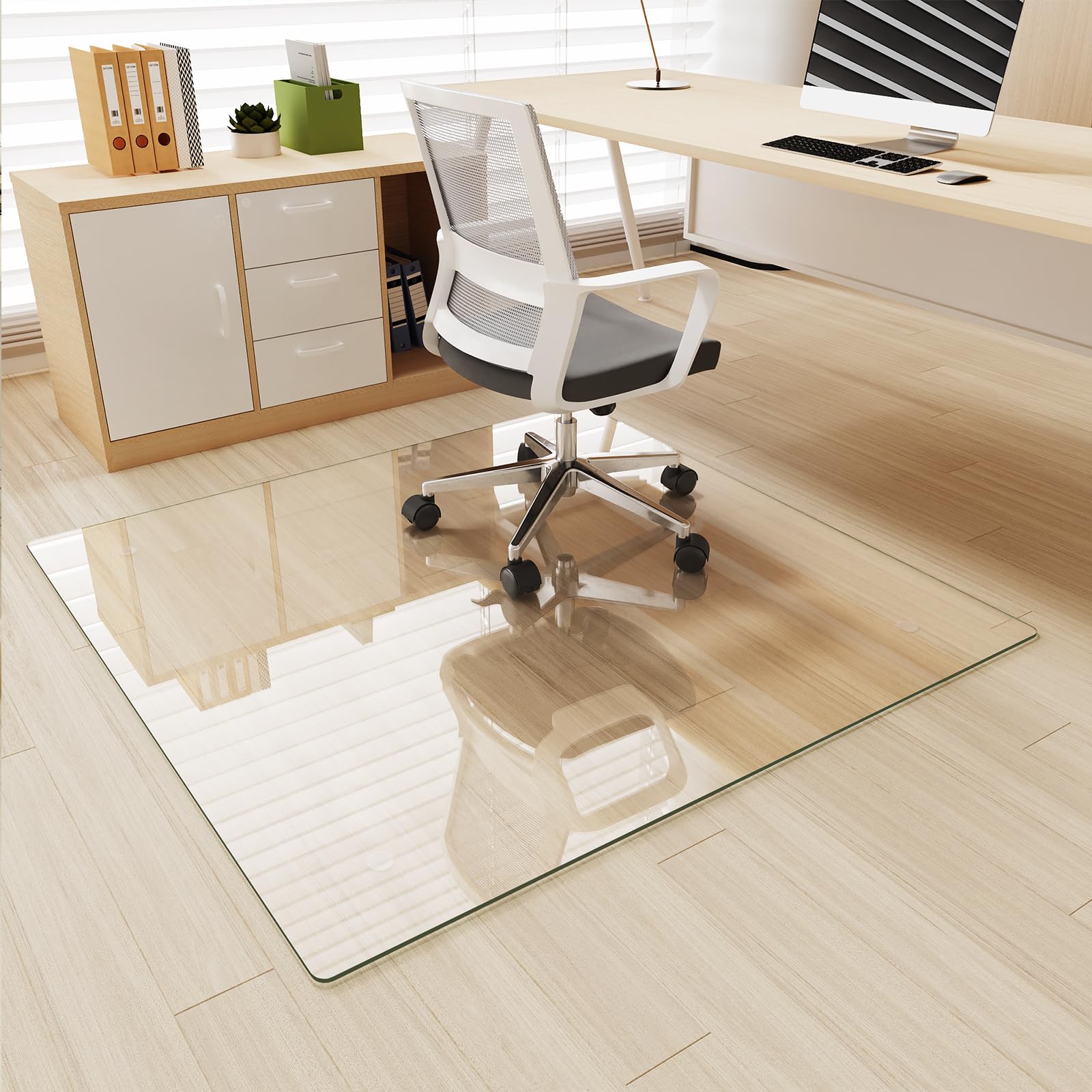 [Tempered Glass] 40" x 40" Glass Office Chair Mat for Carpet