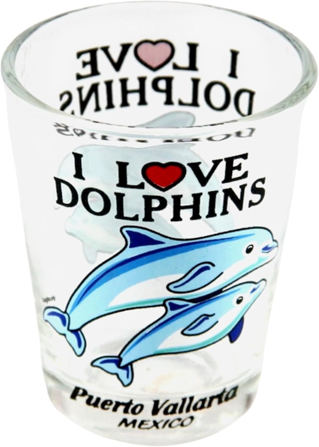 Puerto Vallarta Mexico I Love Dolphins Shot Glass New Edition