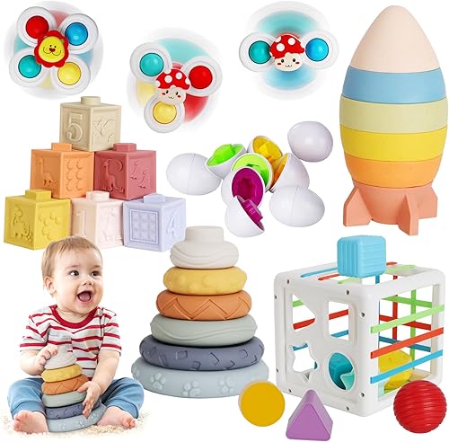Dulsaera Juguetes 6 en 1 para bebés de 6 a 12 meses, juguetes sensoriales para niños pequeños de 1 a 3, juguetes Montessori para 1 año, juguetes