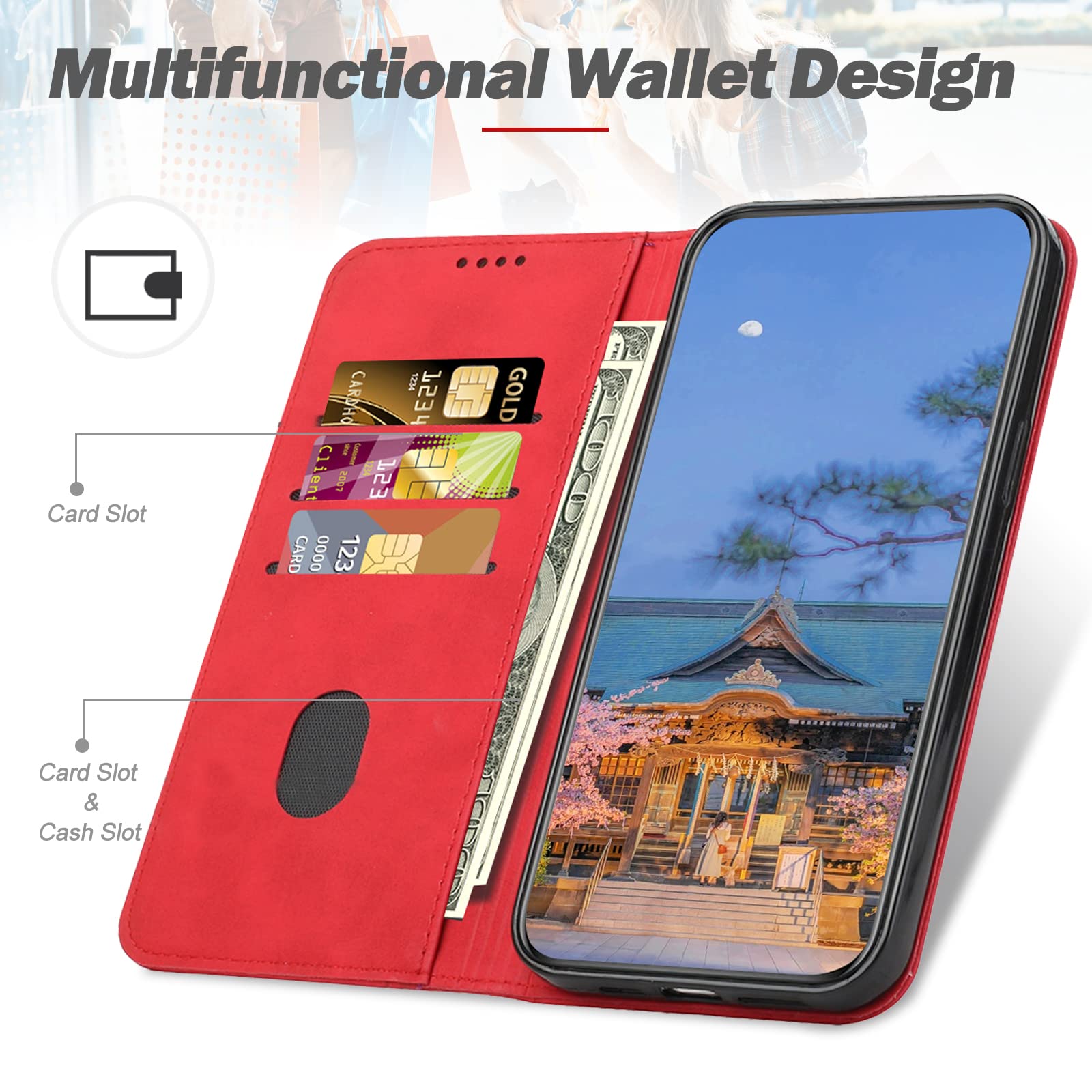 Cover Portafoglio MAOGE Per Xiaomi 12 Lite In Pelle PU Rossa - Antiurto TPU Con Slot Carte, Supporto Orizzontale E Chiusura Magnetica