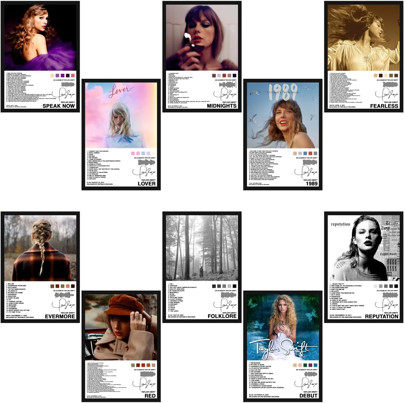 SAW Taylor Swift Music Album Art Wall Posters 8x12 inch (A4 Size) Wall Decor Posters Wall Art For Bedroom Living room & Office [Pack of 10]