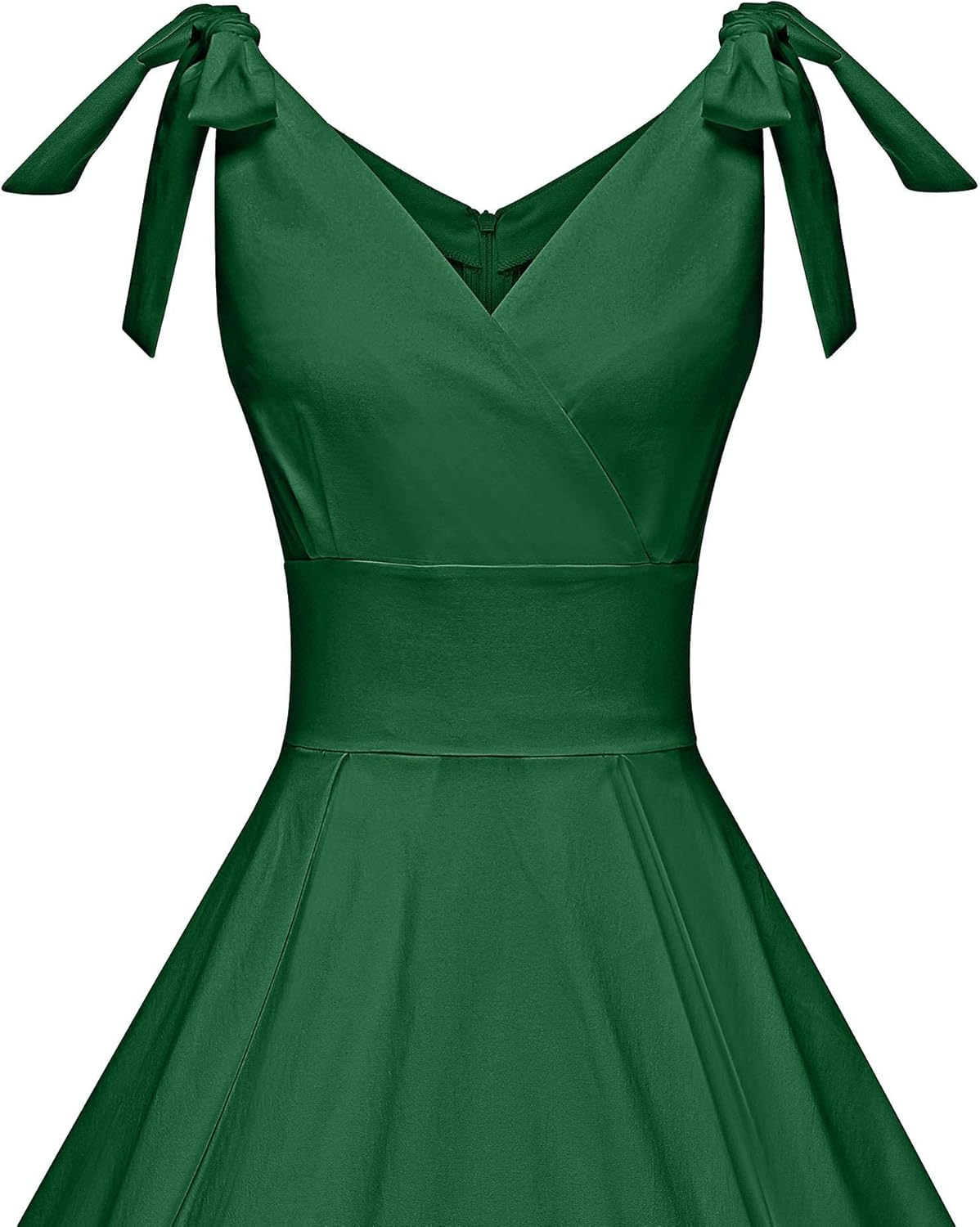 GownTown Women's 1950s V-Neck Adjustable Bowknot Swing Cocktail Dress Green - Image 3