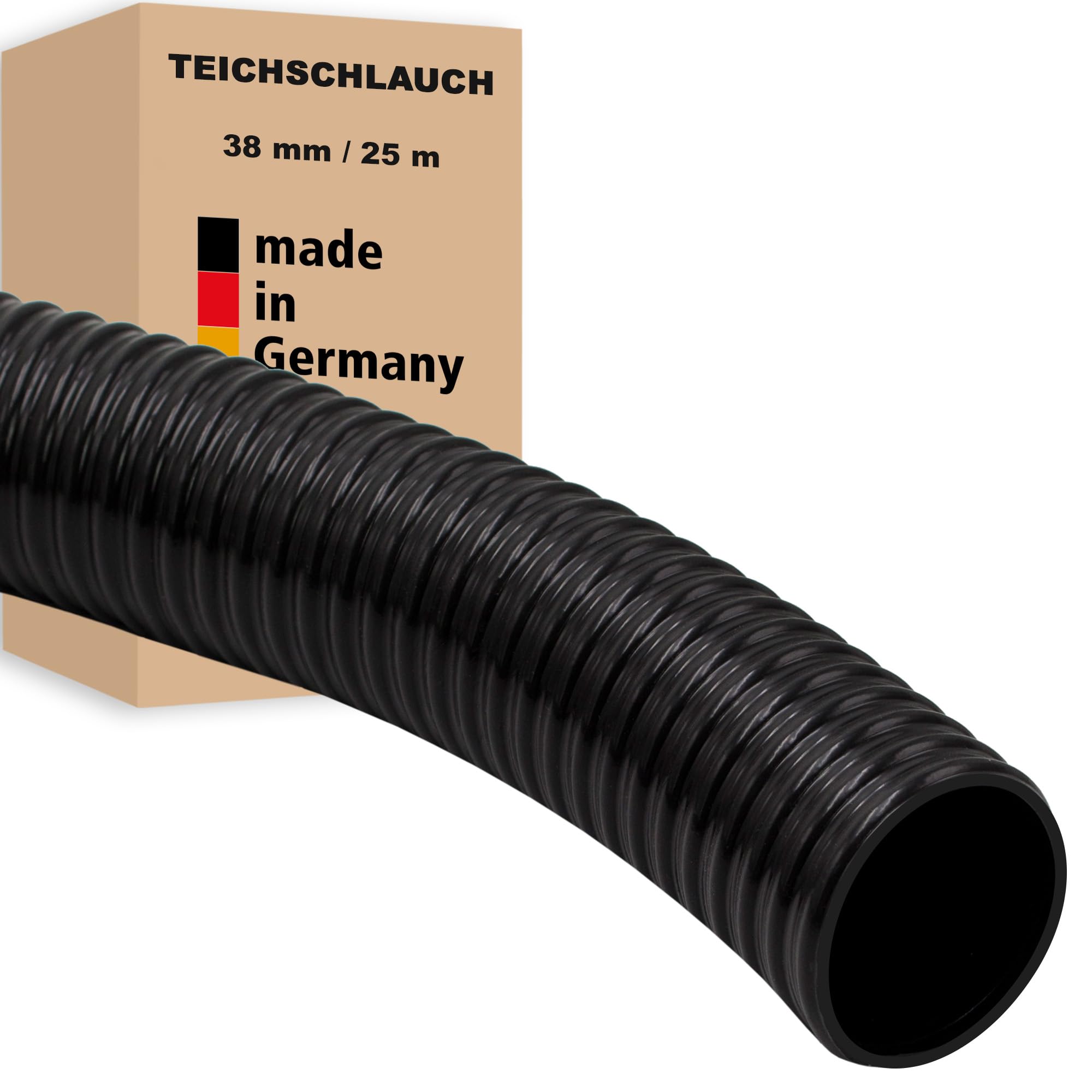Teichschlauch - 38 mm (1 1/2") 25 m - Pumpenschlauch Förderschlauch Spiralschlauch Pumpen Druckschlauch Saugschlauch - Made in Germany