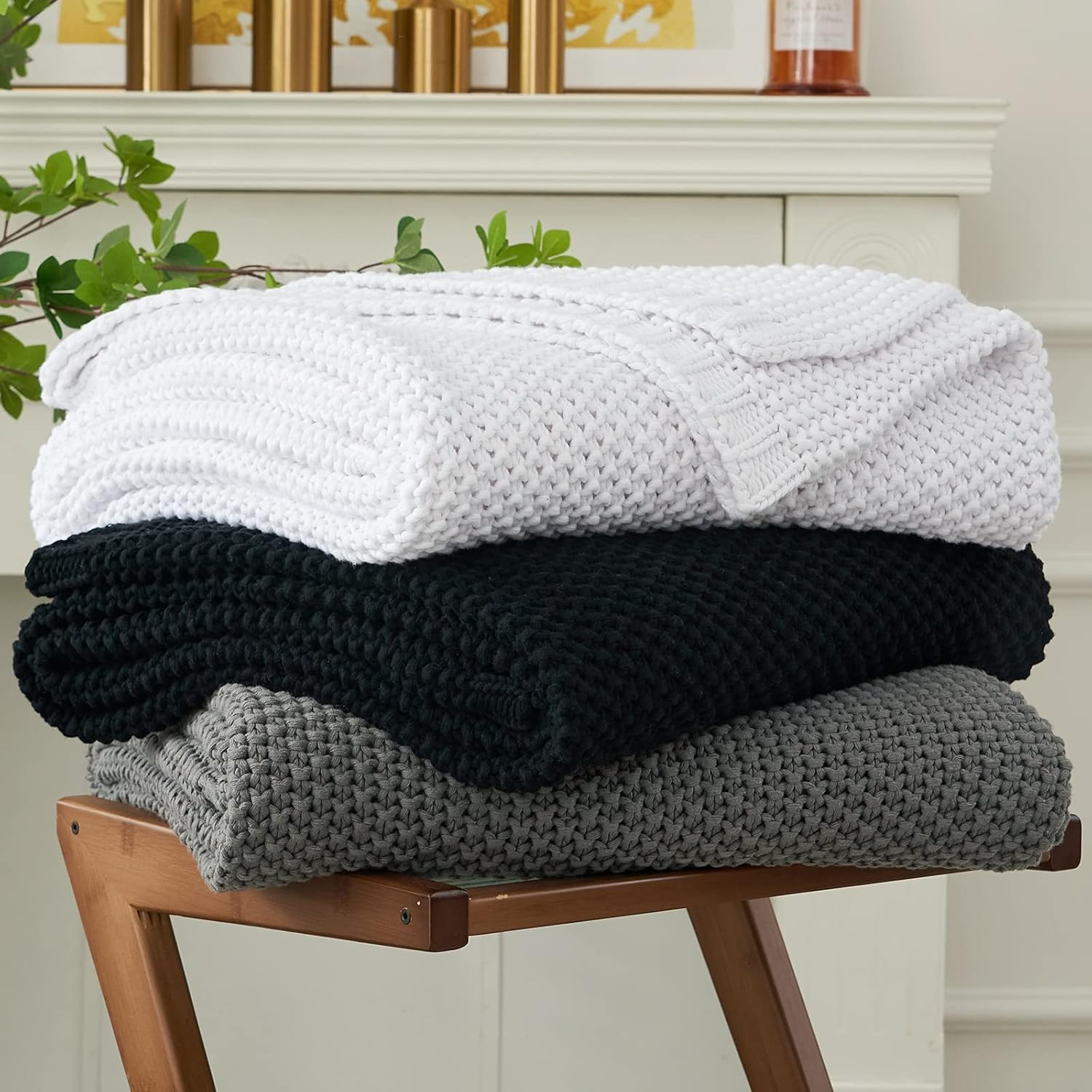 Chunky Cable Knit Throw Blanket Lightweight Grey 100% Organic Cotton Blanket for Sofa Couch Bed Baby Nursery, Rustic Shabby Chic Modern Farmhouse, Gray 60” x 80” Give Laundering Bag Chunky Cable Knit Throw Blanket Lightweight Grey 100% Organic Cotton Blanket for Sofa Couch Bed Baby Nursery, Rustic Shabby Chic Modern Farmhouse, Gray 60” x 80” Give Laundering Bag