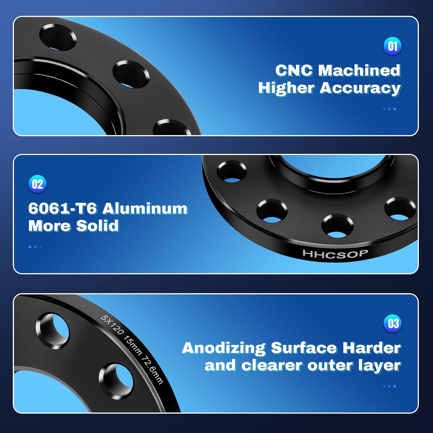 HHCSOP 5X120 Wheel Spacers 15mm, 2PCS Hubcentric Forged Spacers for BMW E82 E88 E36 E46 E90 E92 E60 318i 323i 325i 328i 330i 335i 525i 545i Z3 Z4 Z8 M3 X1, Thread Pitch M12x1.5 Hub Bore 72.6mm