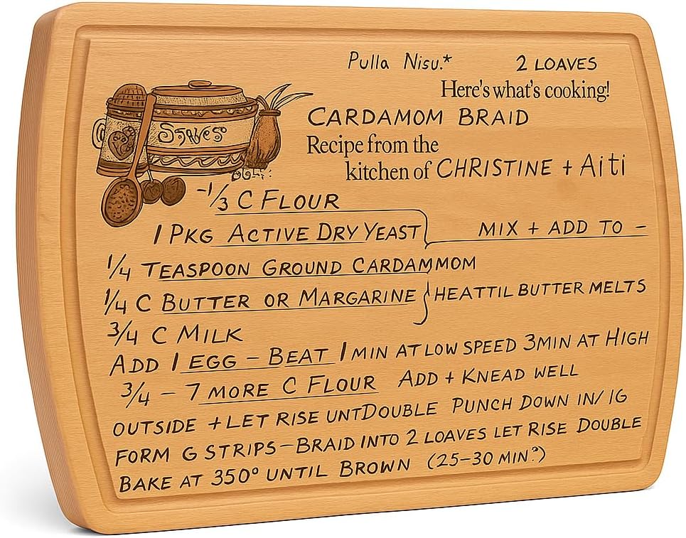 Custom Recipe Cutting Board for Mom – Personalized Engraved Wooden Mother’s Day Gift – Kitchen Decor Keepsake with Handwritten Recipe or Message – Rustic Serving & Display Board