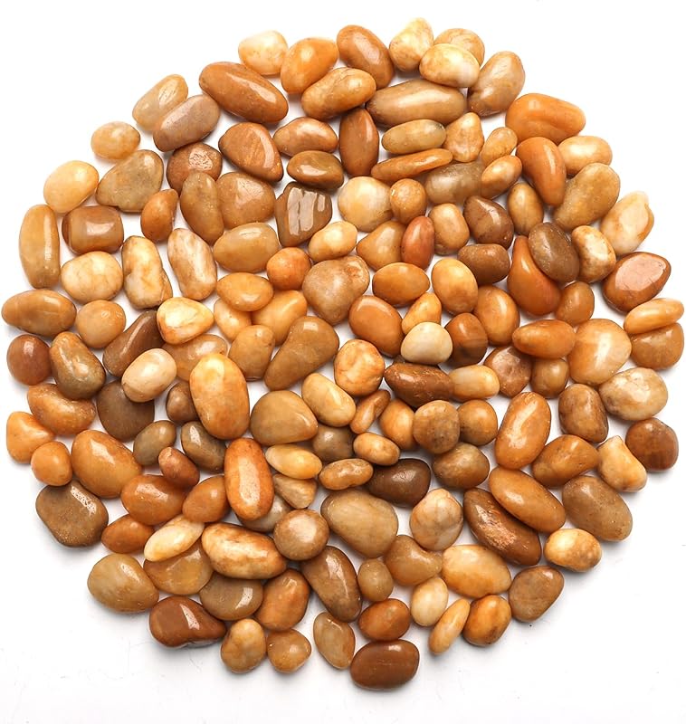5 Lbs River Rocks for Plants,0.8-1.5 Inch Decorative Ornamental Pebbels, High Polished Stones for Garden Landscaping, Smooth Gravel Filler, Succulents, Fish Tank, Yellow