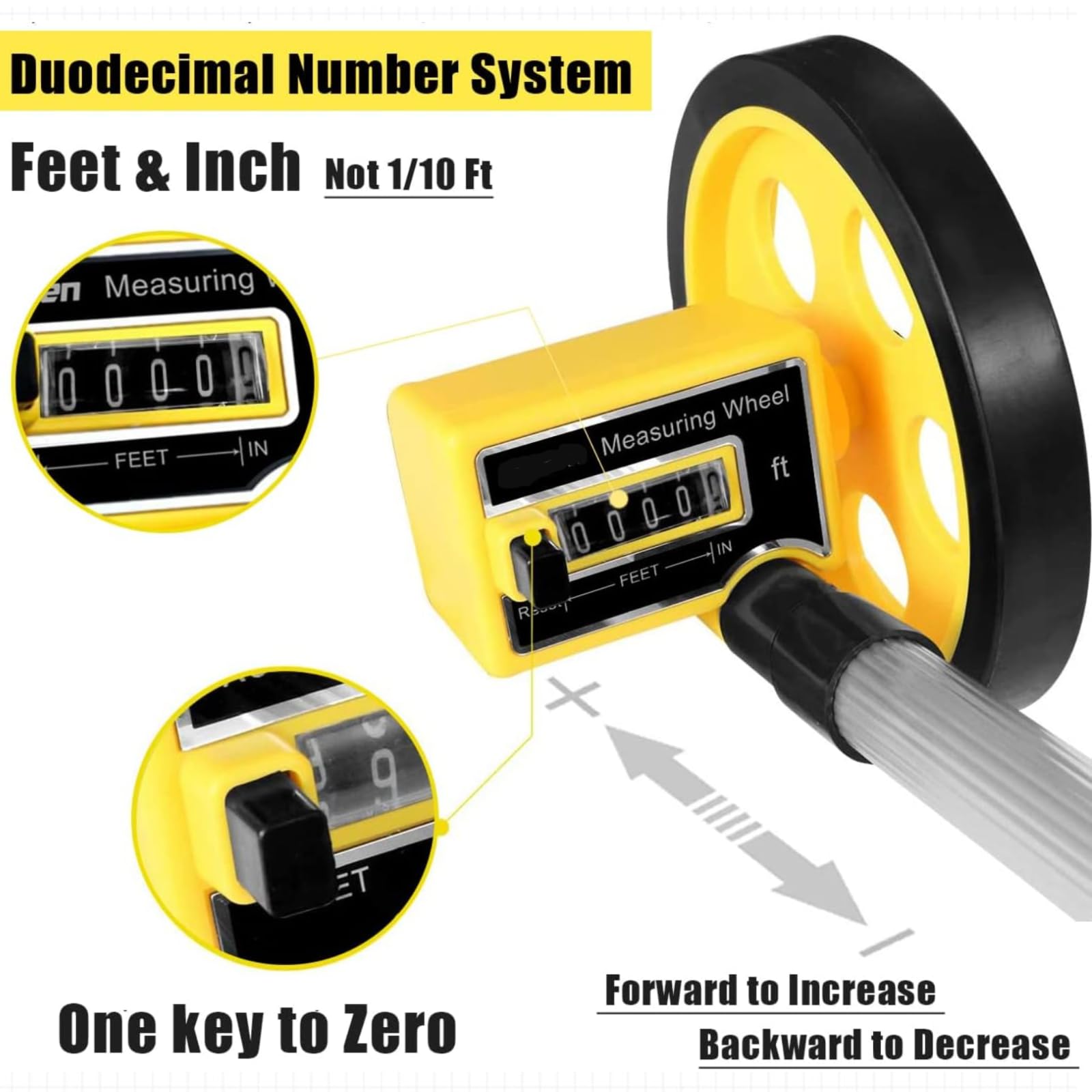Roue De Mesure De Distance, 9999.9 M Roulette De Mesure Pliable Odometre A Roue Decametre, Télescopique Roue De Mesure Métriques Mesure De Roulement, RéInitialisation D'Un Bouton