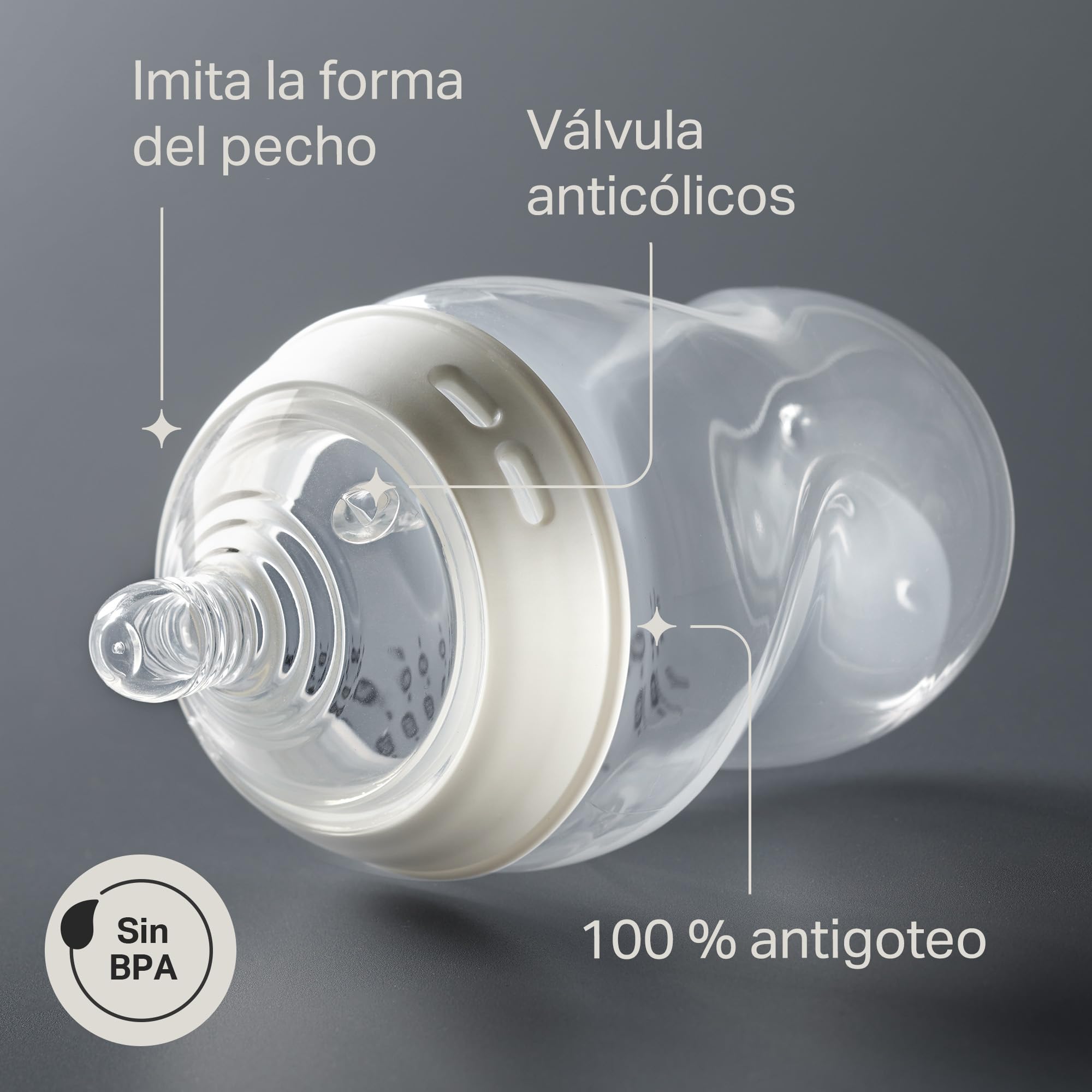 Tommee Tippee Biberones, biberón anticólicos Natural Start, 150 ml, con tetina anatómica para un agarre natural, válvula anticólicos, pack de 3
