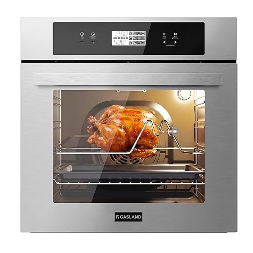 GASLAND 24 Inch Electric Wall Oven, ETL Certified 2.6 Cu.ft Built-in Oven, 12 Cooking Functions, 3D Heating, Convection Oven with Rotisserie, Touch Control, Safety Lock, Stainless Steel