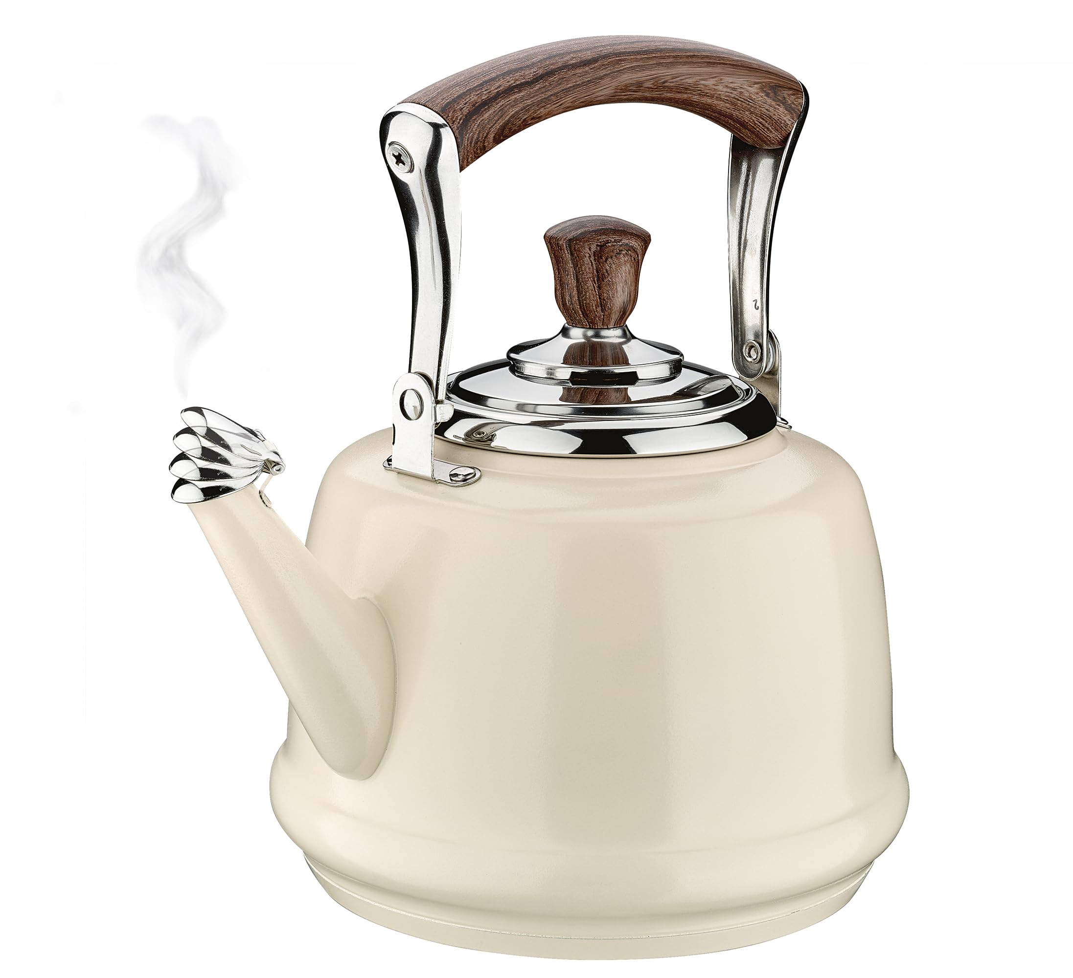 cilio Bollitore bianco | acciaio inox laccato | bollitore a fischio con flauto a 2 toni | bollitore a induzione | per ogni piano di cottura | base capsula Ø 14,5 cm | capacità 2 l | capacità 1,2 l per