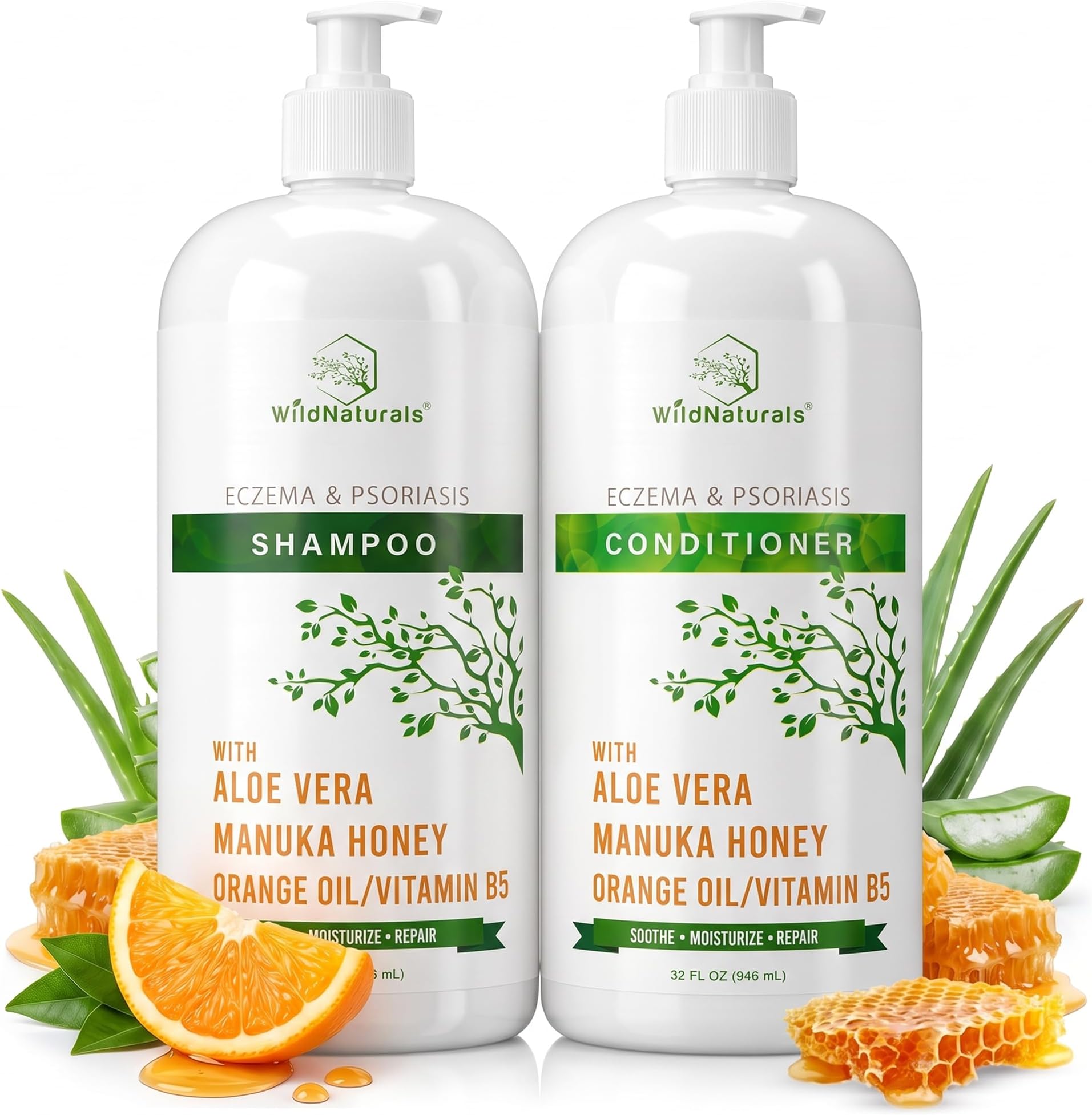 Eczema Psoriasis Anti-Dandruff & Seborrheic Dermatitis Shampoo Set for Dry, Itchy Scalp & Hair Treatment - For Men & Women