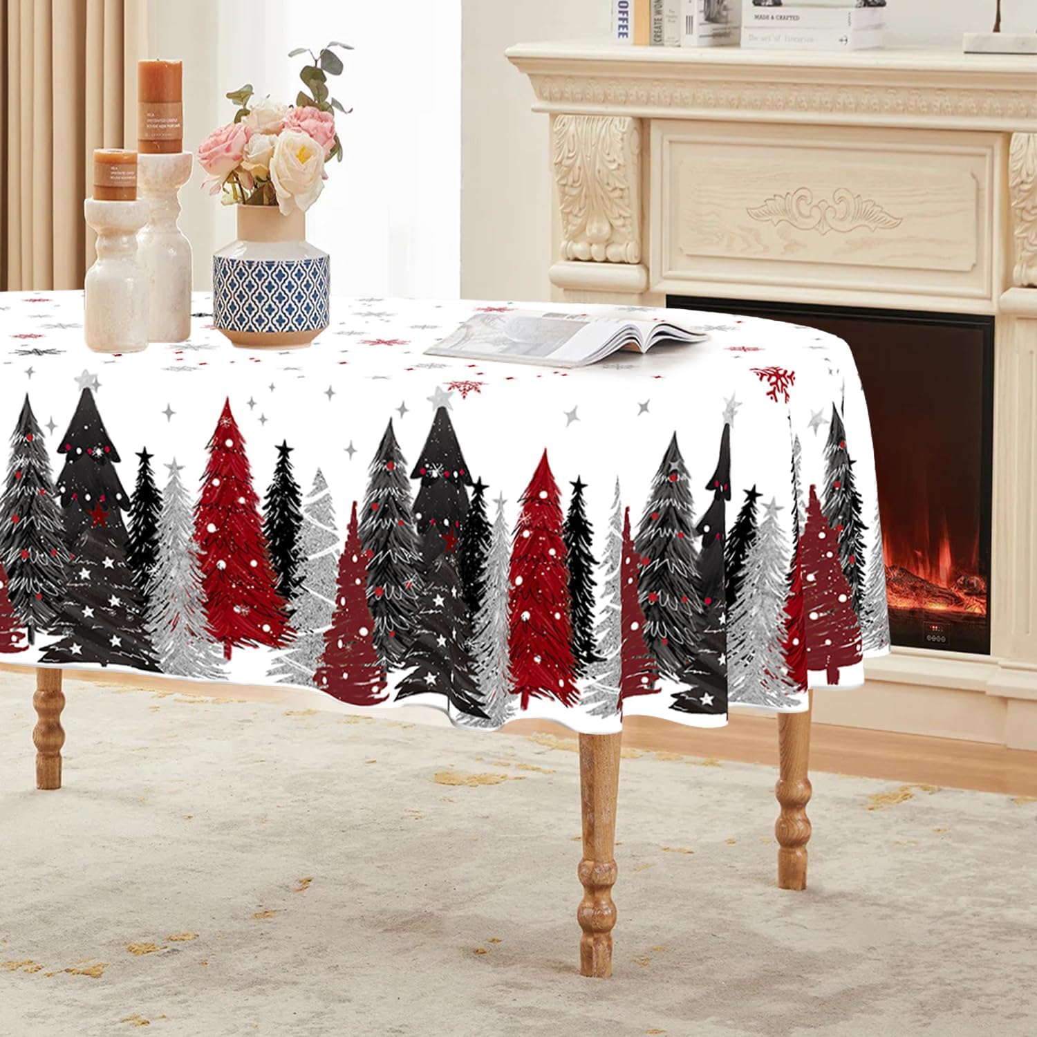 Horaldaily Christmas Tablecloth 60x84 Inch Oval, Christmas