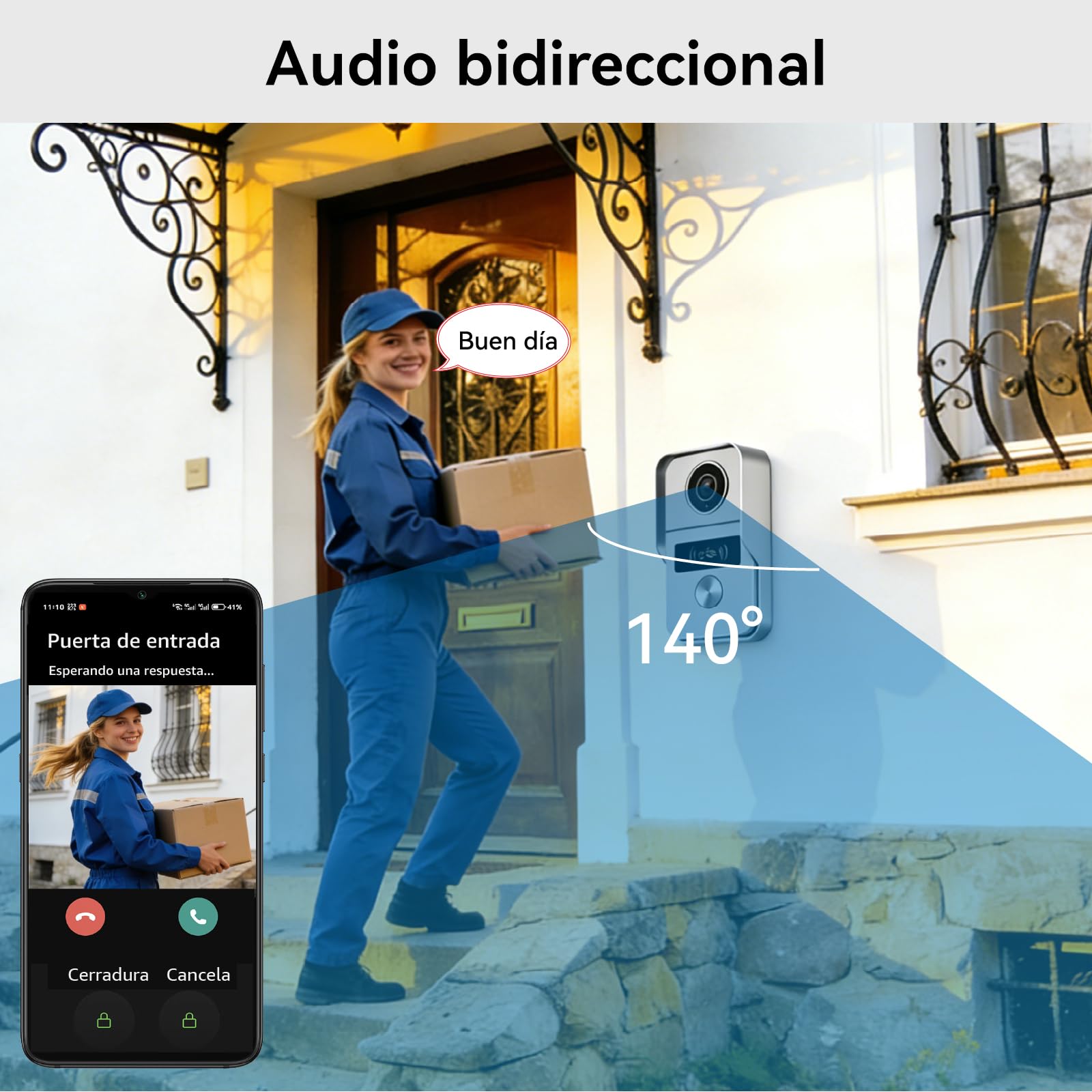2 Hilos Videoportero Sistema de Intercomunicación KW02, 1080P, 10.1'' Monitor Táctil a Color, Desbloqueo en App y RFID, Detección Humano, Audio Bidireccional,WiFi6 2,4/5GHz, Blanco