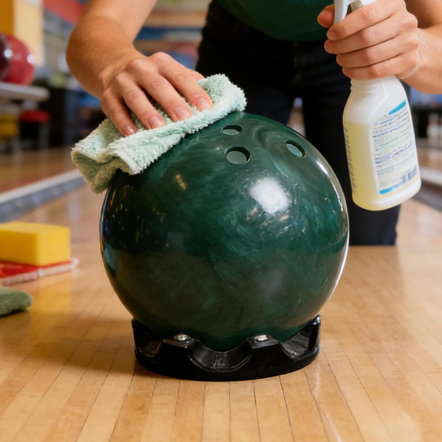 Bowling Ball Holder Multi-Angle Grip Cleaning Stand | Rotating Bowling Ball Spinner for Performance Training Match Home Club Outdoor Daily Hobbyist Men Women