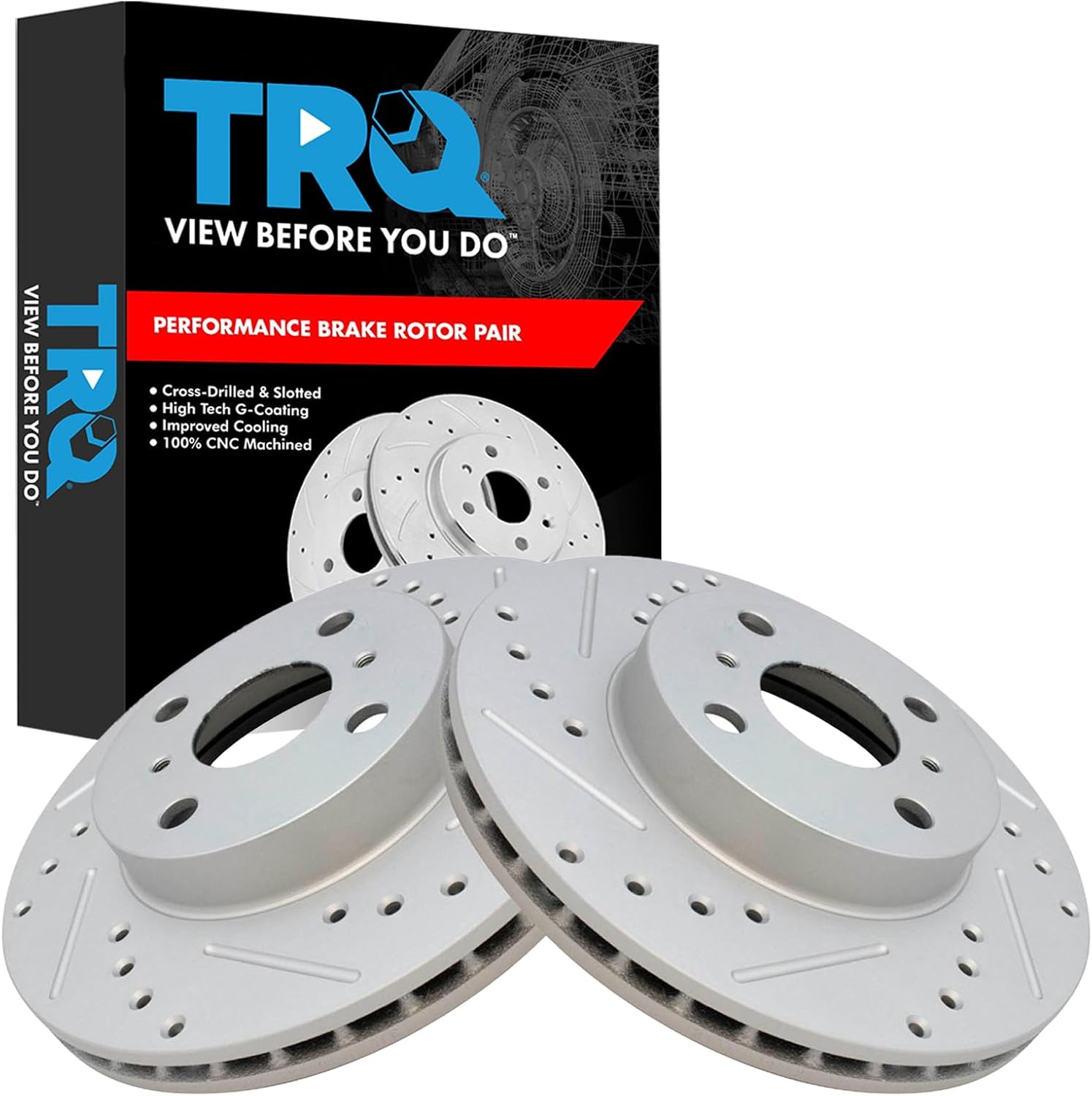 TRQ Front Performance Brake Rotors Set Premium G-Coated Compatible with 1998-2002 Chevrolet Prizm 1993-1997 Geo 1993-2002 Toyota Corolla