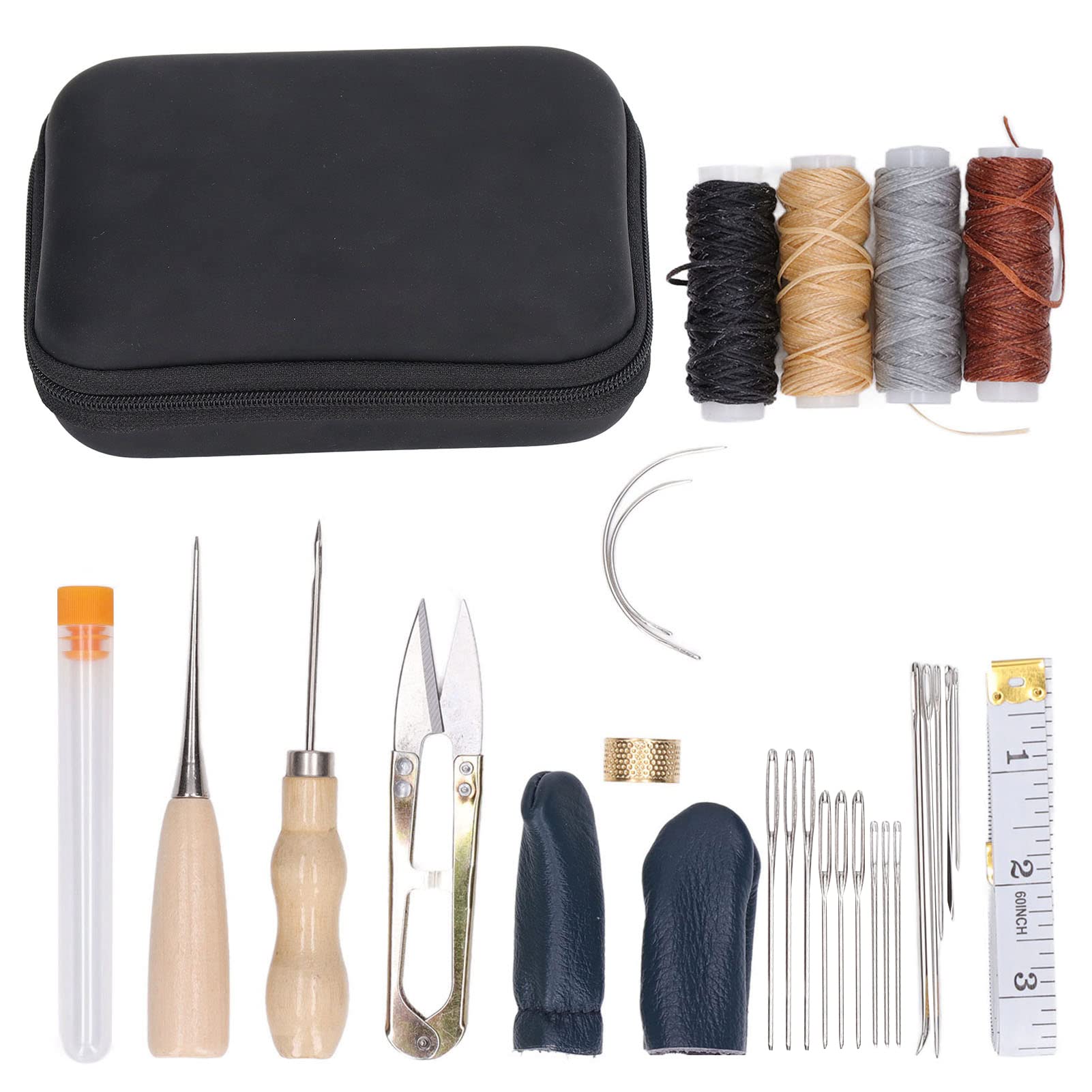 Kit De Couture 37 Pièces - Aiguilles, Fils Et Dé à Coudre Portable Pour Débutants Et Créatifs (cuir, Tissu, Broderie)