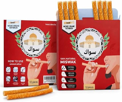 SEWAK Miswak Sticks for Teeth Natural Toothbrush | | Siwak Organic Wooden Tooth Brush Oral Teeth Whitener | Vacuum Sealed Pack of 10
