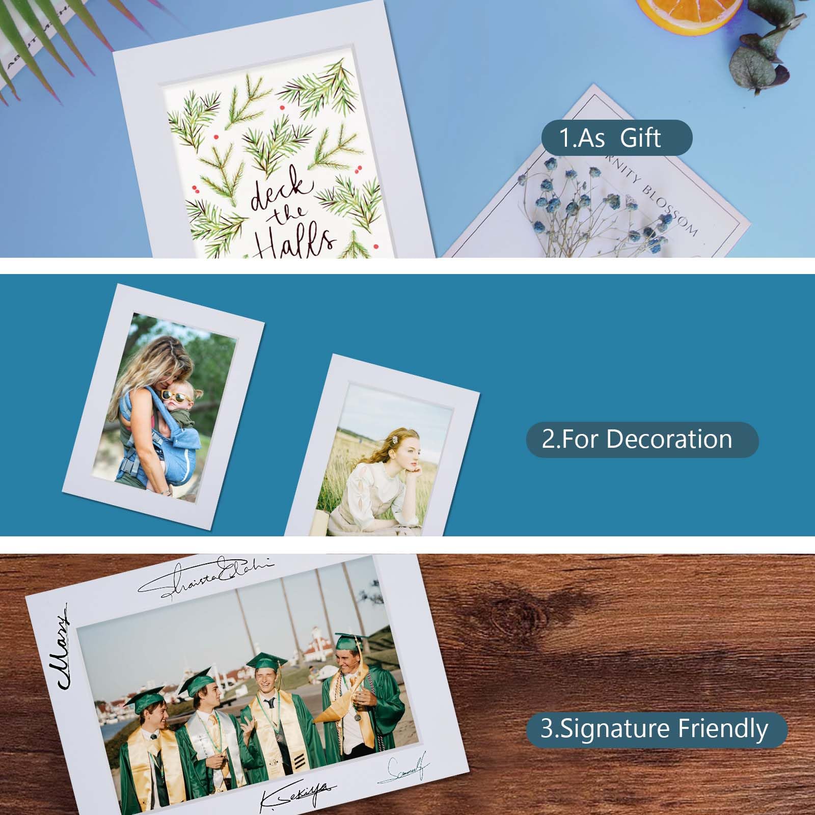 Somime 10 Pack Pre-Cut 8x8 White Picture Mats for 4x4 Photos - White Core Bevel Cut Frame Matte, Acid Free, Ideal for Frames/Artwork/Prints