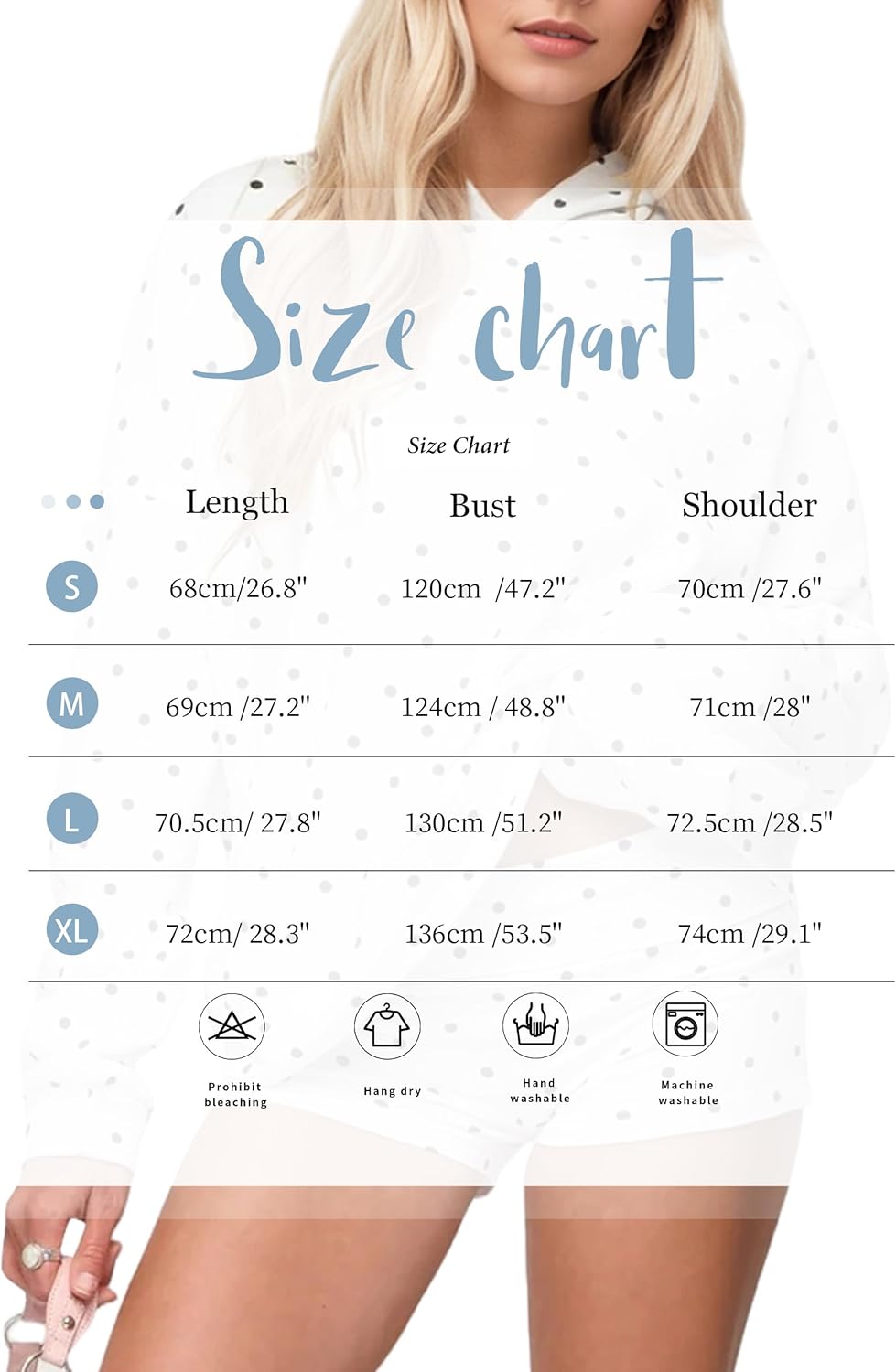 Womens Polka Dot Hoodie Oversized Fleece Long Sleeve Drop Shoulder Graphic Print Aesthetic Hooded Sweatshirt Trendy - Image 4