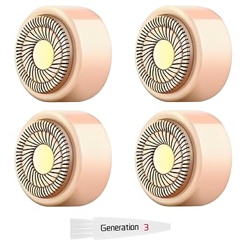 Replacement Heads Generation 3 Compatible with Flawless Facial Hair Remover Ring Light Version,New Version Replacement Blades for Flawless Replacement Heads Gen 3,18 Karat Gold-Plated Head,4 Pack.