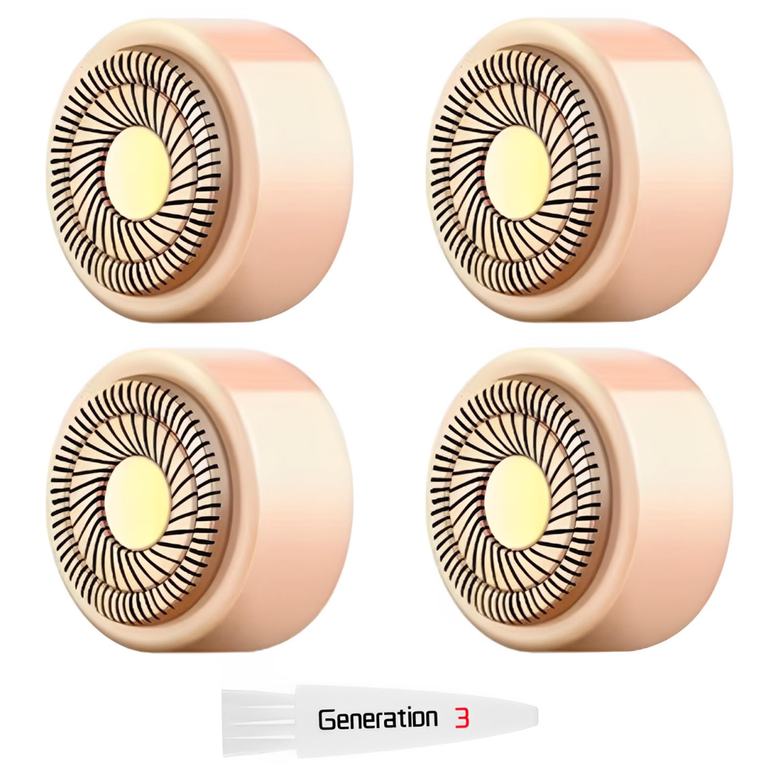 Replacement Heads Generation 3 Compatible with Flawless Facial Hair Remover Ring Light Version,New Version Replacement Blades for Flawless Replacement Heads Gen 3,18 Karat Gold-Plated Head,4 Pack. 4-gold