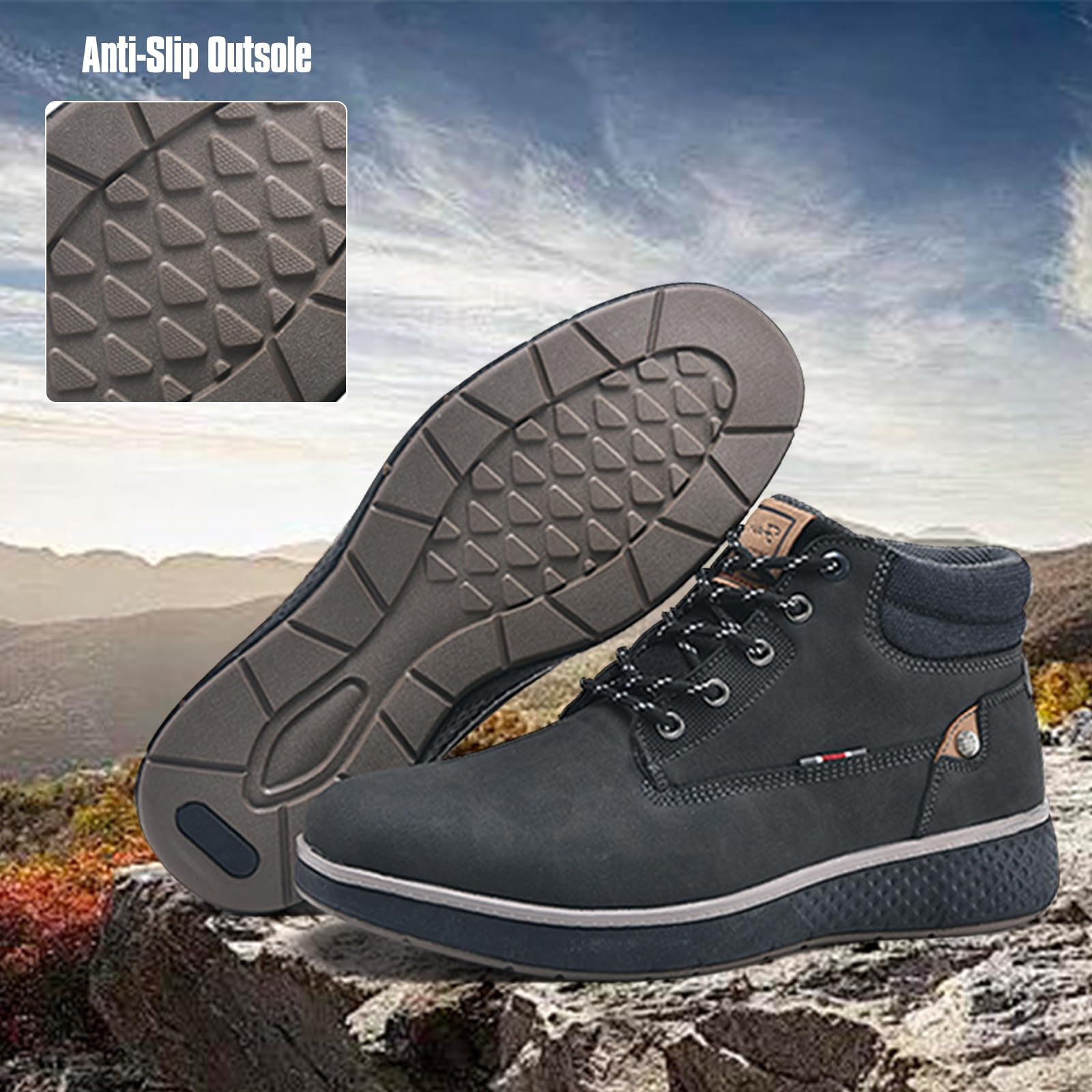 Puxowe Herren Winterschuhe Warme Antirutsch Arbeit Stiefeletten Freizeit Motorrad Schnürstiefel
