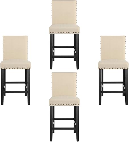 Miniatura 11 de thksbought Juego de 2 taburetes de bar para decoración de cabeza de uñas, taburetes de mostrador de 24 pulgadas, cojines suaves con patas de madera