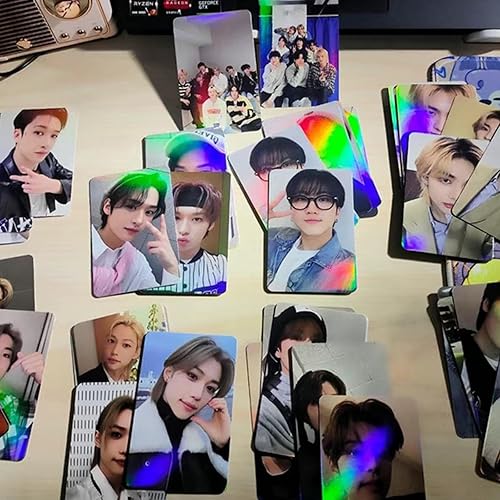 Miniatura 3 de PYAJUU Stray Kids - Tarjeta de fotos láser para niños, 50 unidades, tarjeta láser para niños callejeros, tarjetas LOMO Kpop Straykids de 5 estras,