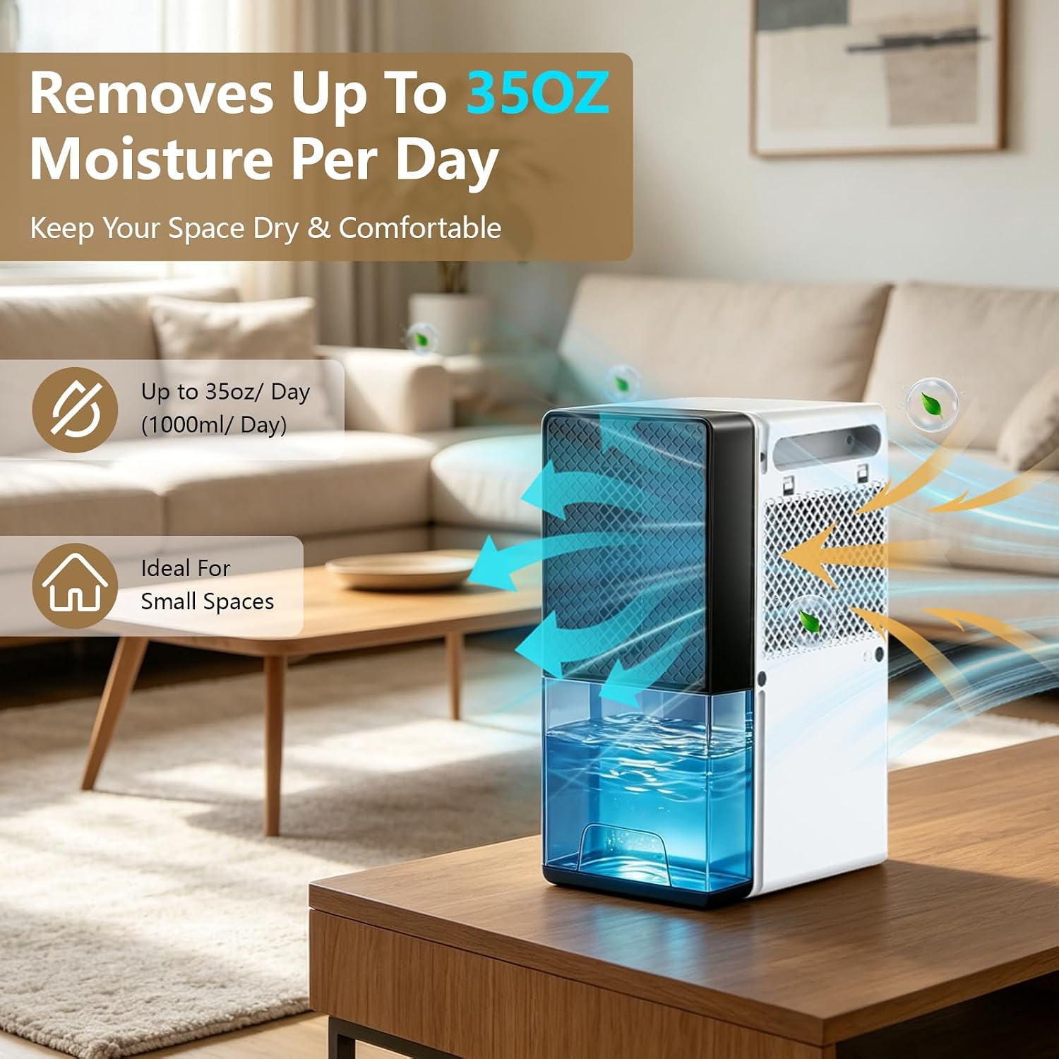 Deyagoo 78 OZ Dehumidifier,Small Dehumidifier for Bedroom 300 Sq.Ft image 3