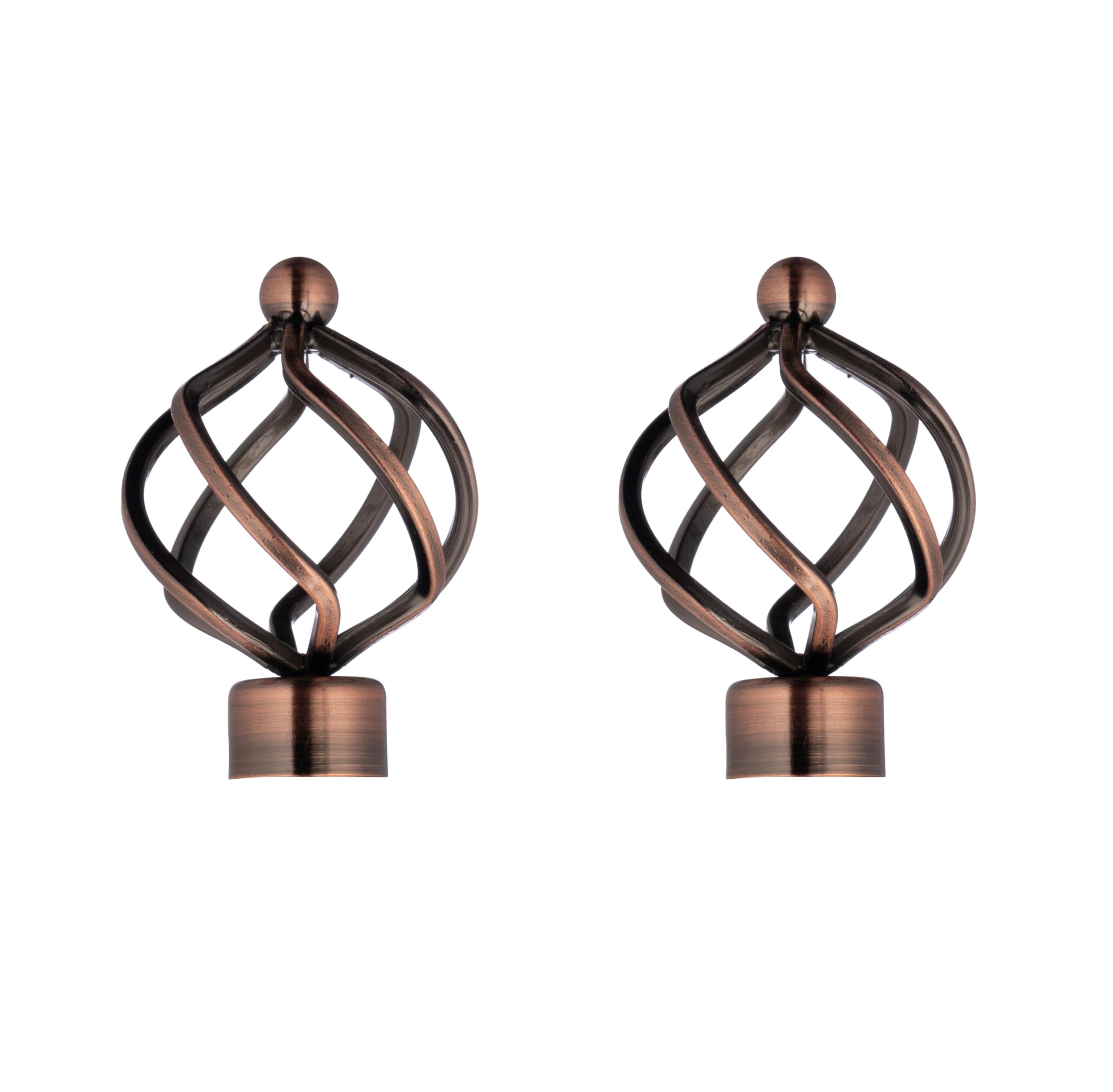 Lister Cartwright 28mm Curtain Pole Ends Finials Pack of 2 Adjustable Screws Antique Copper (Cage Finials)