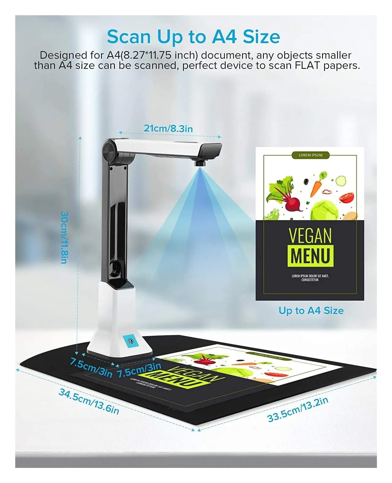 Portable Document Scanner A4 10 Mega Pixel Book Documents Camera Paper Files High Definition escaner Documentos A3