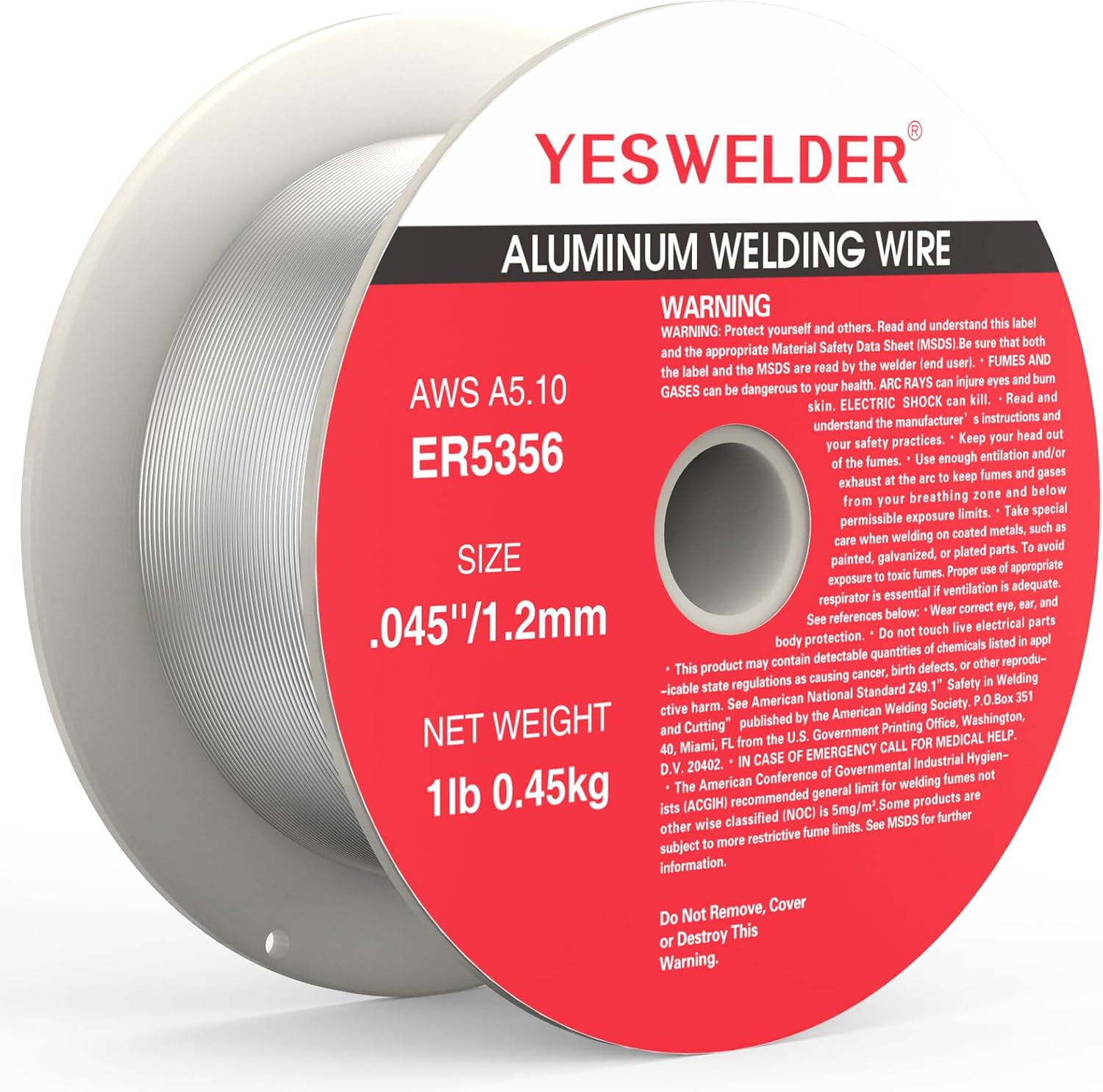 YESWELDER Magnesium Aluminum Welding Wire, ER5356 .045-Inch Diameter, 1-Pound Strong ABS Plastic Spool MIG Wire