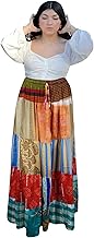 Women's Red Multi Patchwork Maxi Skirt – Boho Beach Cover-Up S/M/L