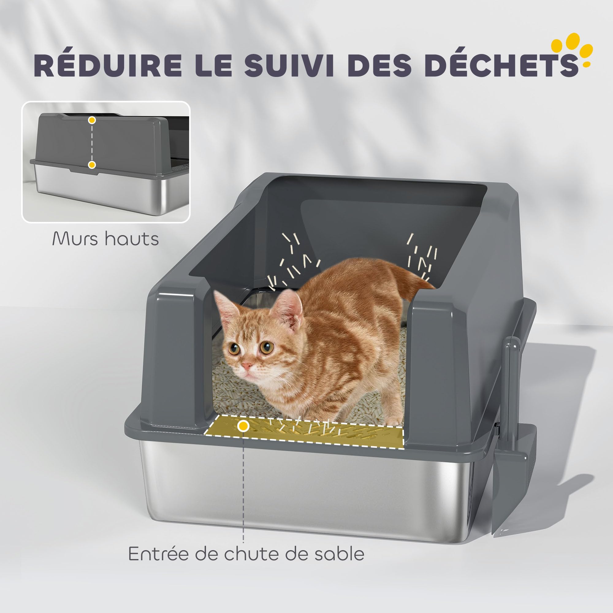 Katzentoilette-geschlossene Katzentoilette-mit Ausziehbares Tablett Schaufel Schwarz 81900890