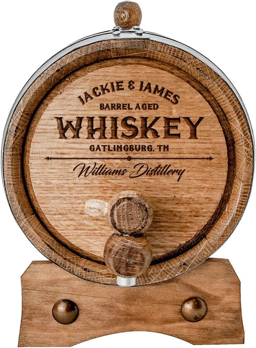 Personalized - Customized American White Oak Aging Barrel - Barrel Aged (5 Liters, Black Hoops)